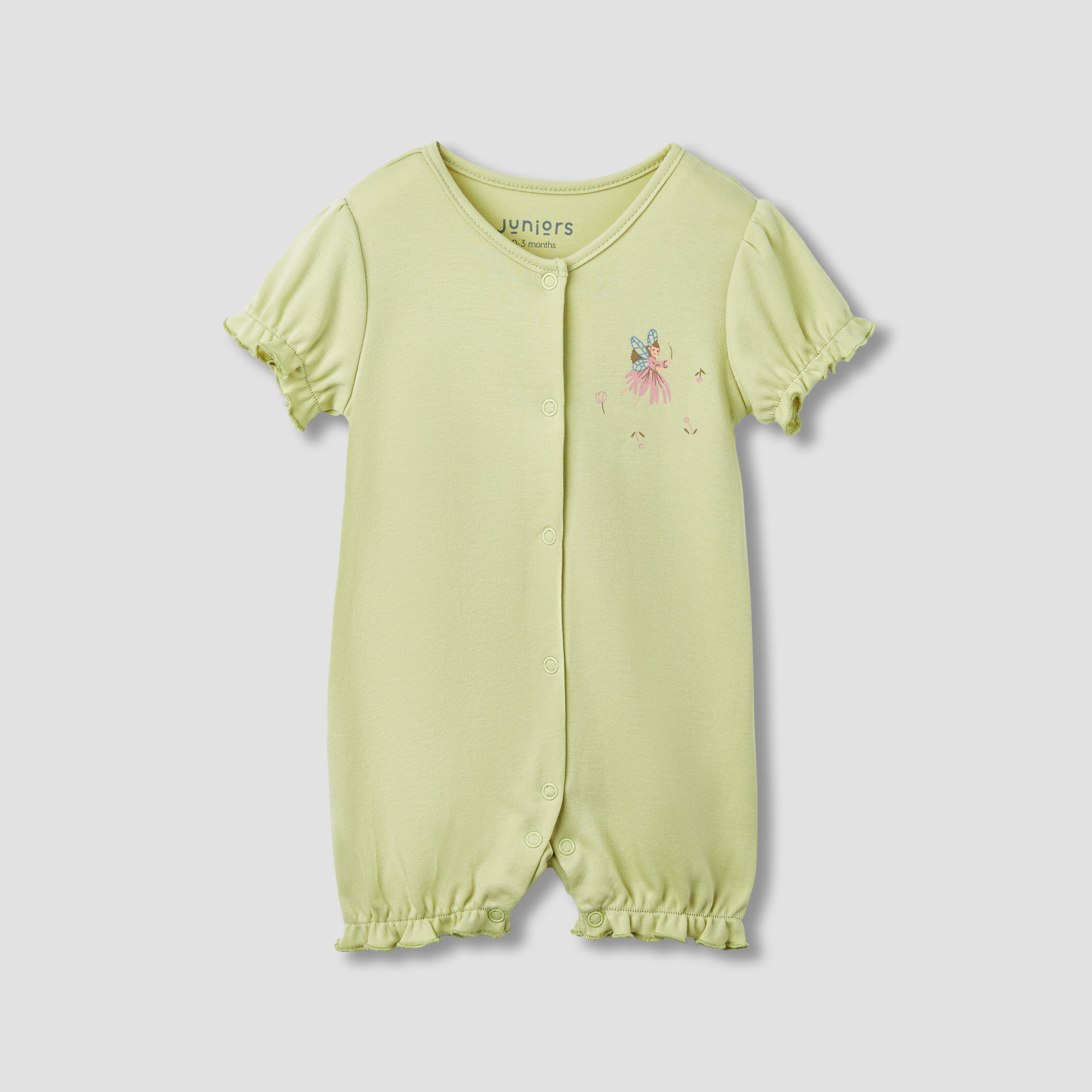 Juniors Fairy Print Romper with Puff Sleeves - Set of 2