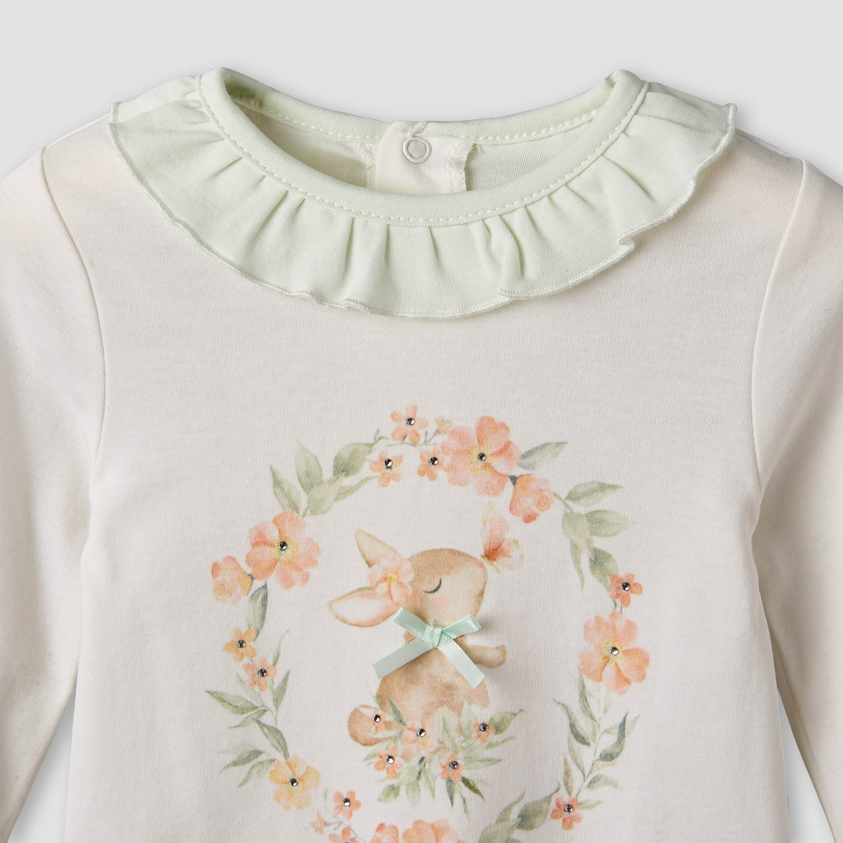 Giggles Cotton Round Neck Long Sleeves Pyjama Set with Rabbit Print