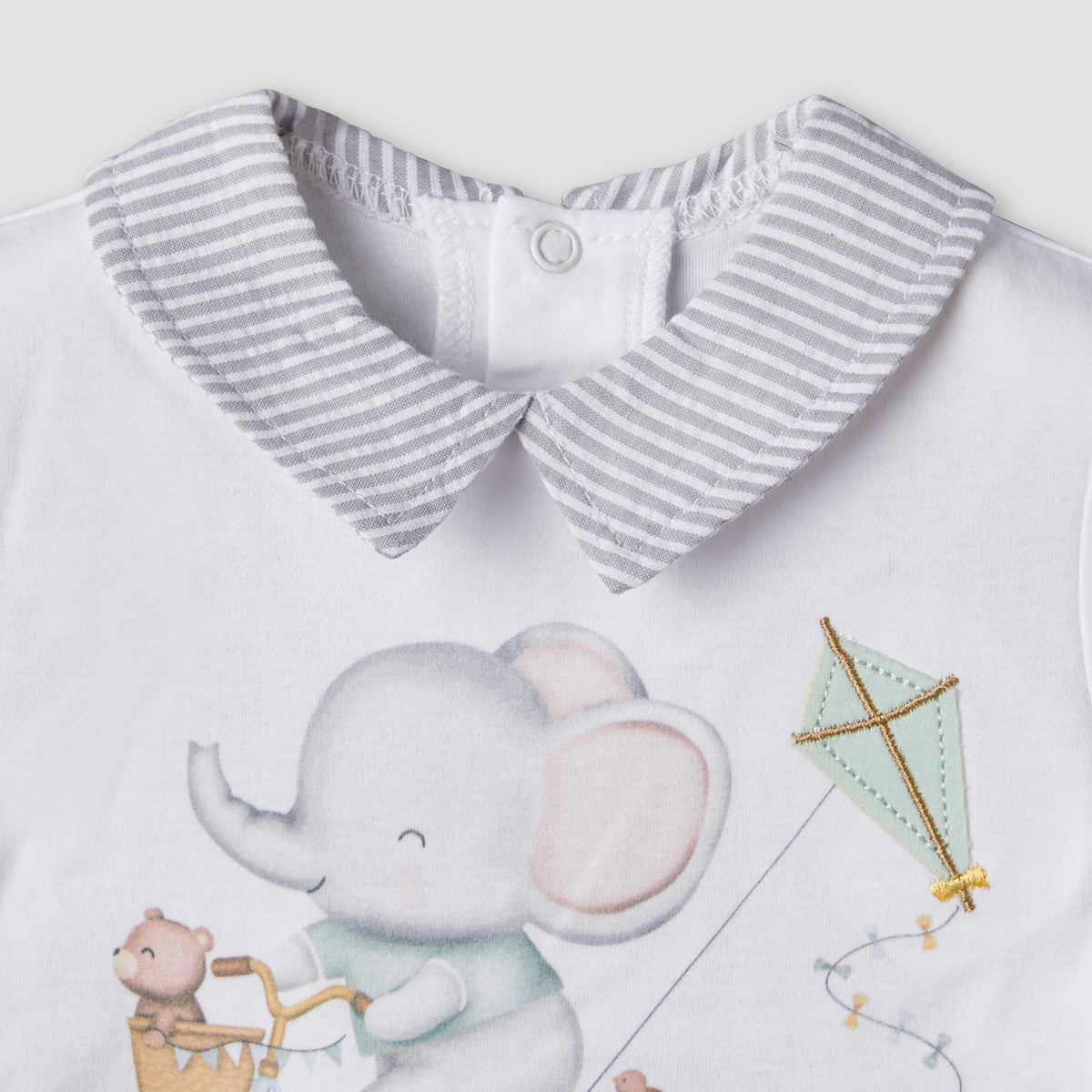 Giggles Cotton Collared Short Sleeves Pyjama Set with Elephant Print