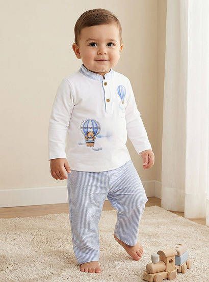 Giggles Cotton Mandarin Collar Long Sleeve Pyjama Set with Print-baby-boys-clothing-nightwear-pyjamasets-image-2