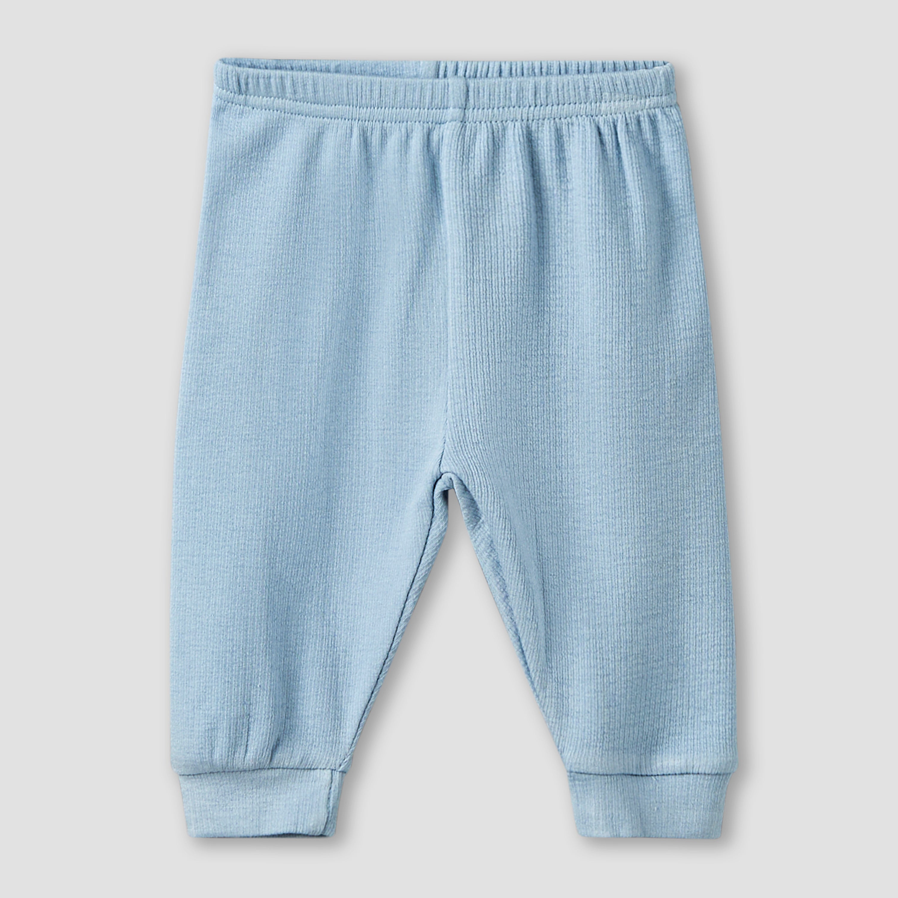 Giggles Collared Long Sleeves Pyjama Set with Ribbed Texture