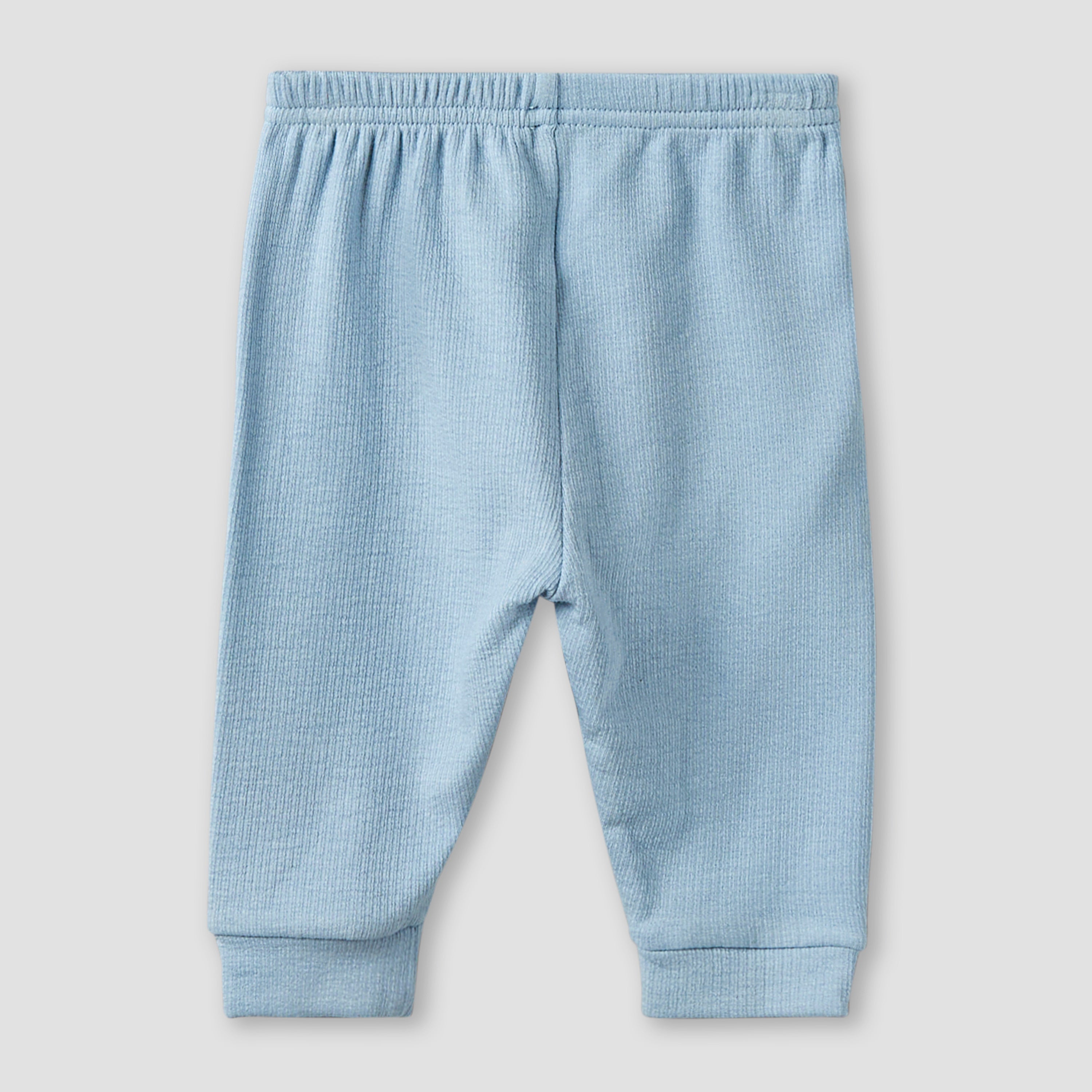 Giggles Collared Long Sleeves Pyjama Set with Ribbed Texture