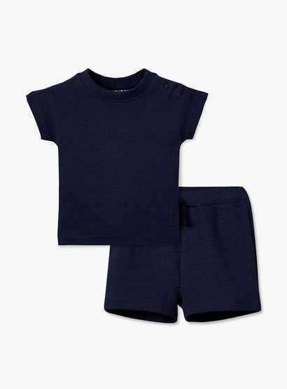 Juniors Crew Neck Short Sleeves T-shirt and Shorts Set with Elasticated Drawstring Closure-baby-boys-clothing-setsandcoords-image-2