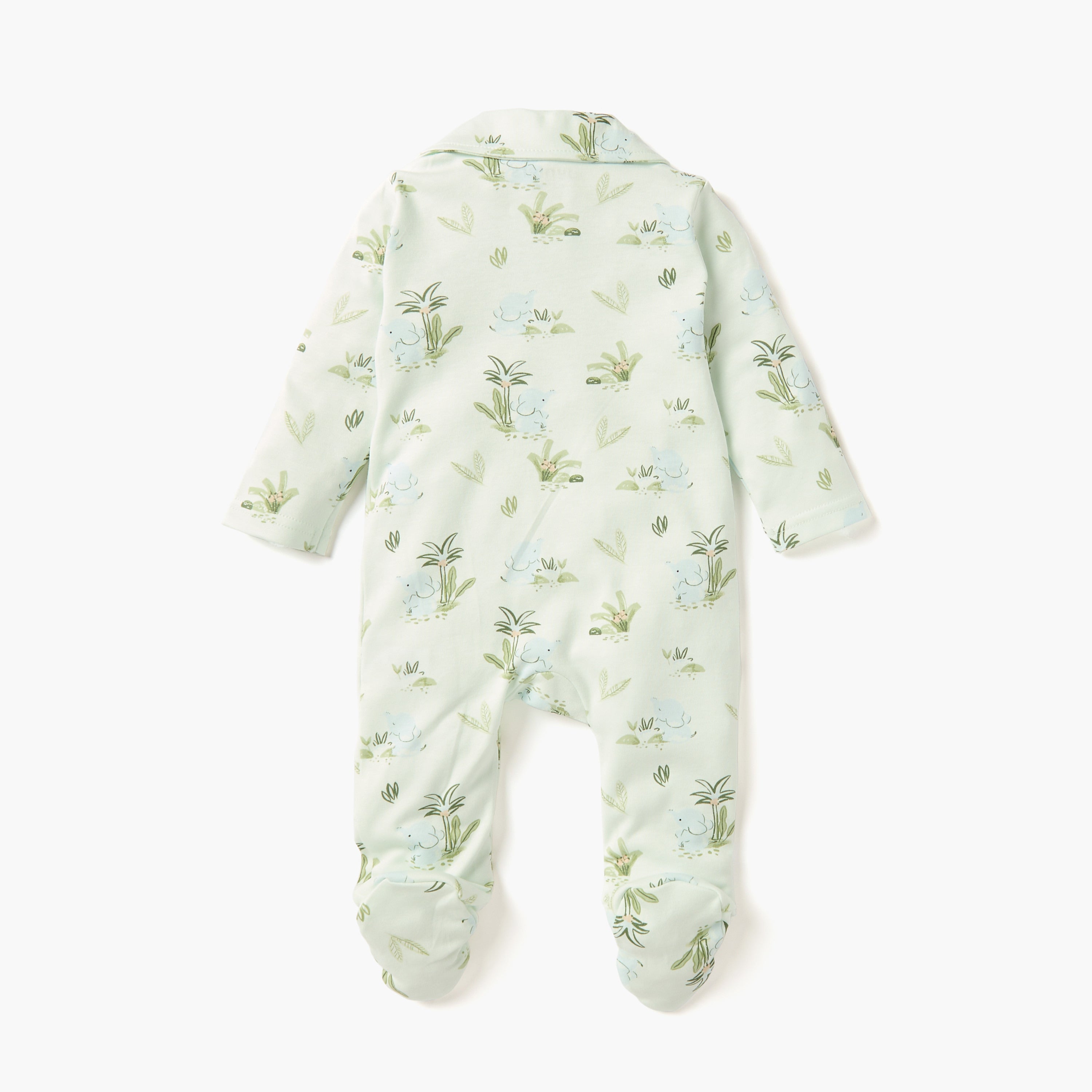 Juniors All-Over Print Sleepsuit with Collar and Long Sleeves