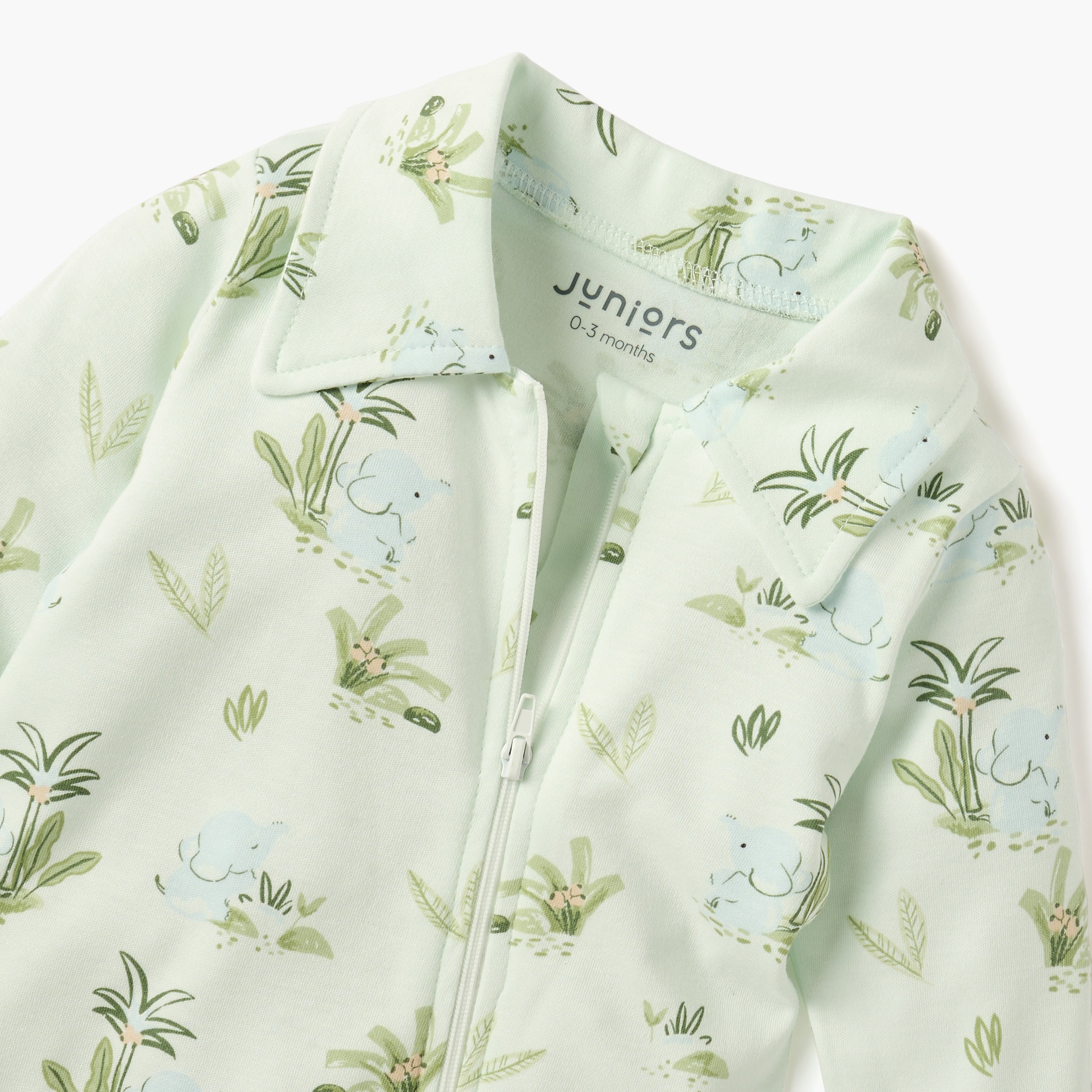 Juniors All-Over Print Sleepsuit with Collar and Long Sleeves