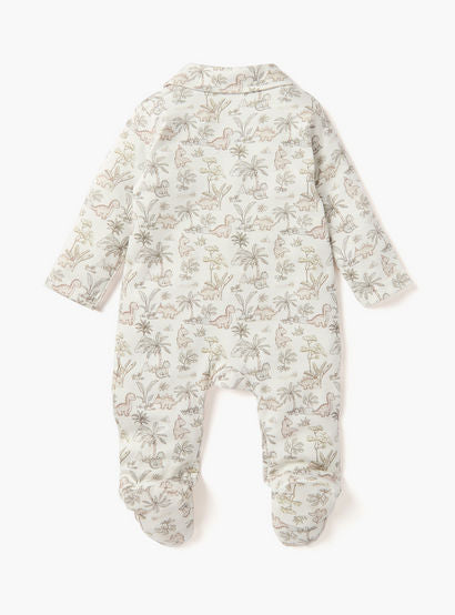 Juniors Dinosaur Print Sleepsuit with Collar and Zip Closure-baby-boys-clothing-nightwear-sleepsuits-image-2