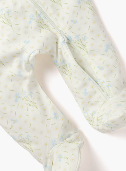 Juniors Printed Sleepsuit with Collar and Zip Closure-baby-girls-clothing-nightwear-sleepsuits-image-4