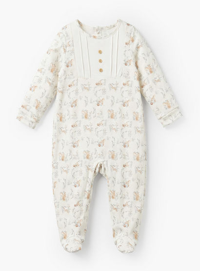 Juniors Rabbit Print Sleepsuit with Pintuck and Button Detail-baby-boys-clothing-nightwear-sleepsuits-image-3