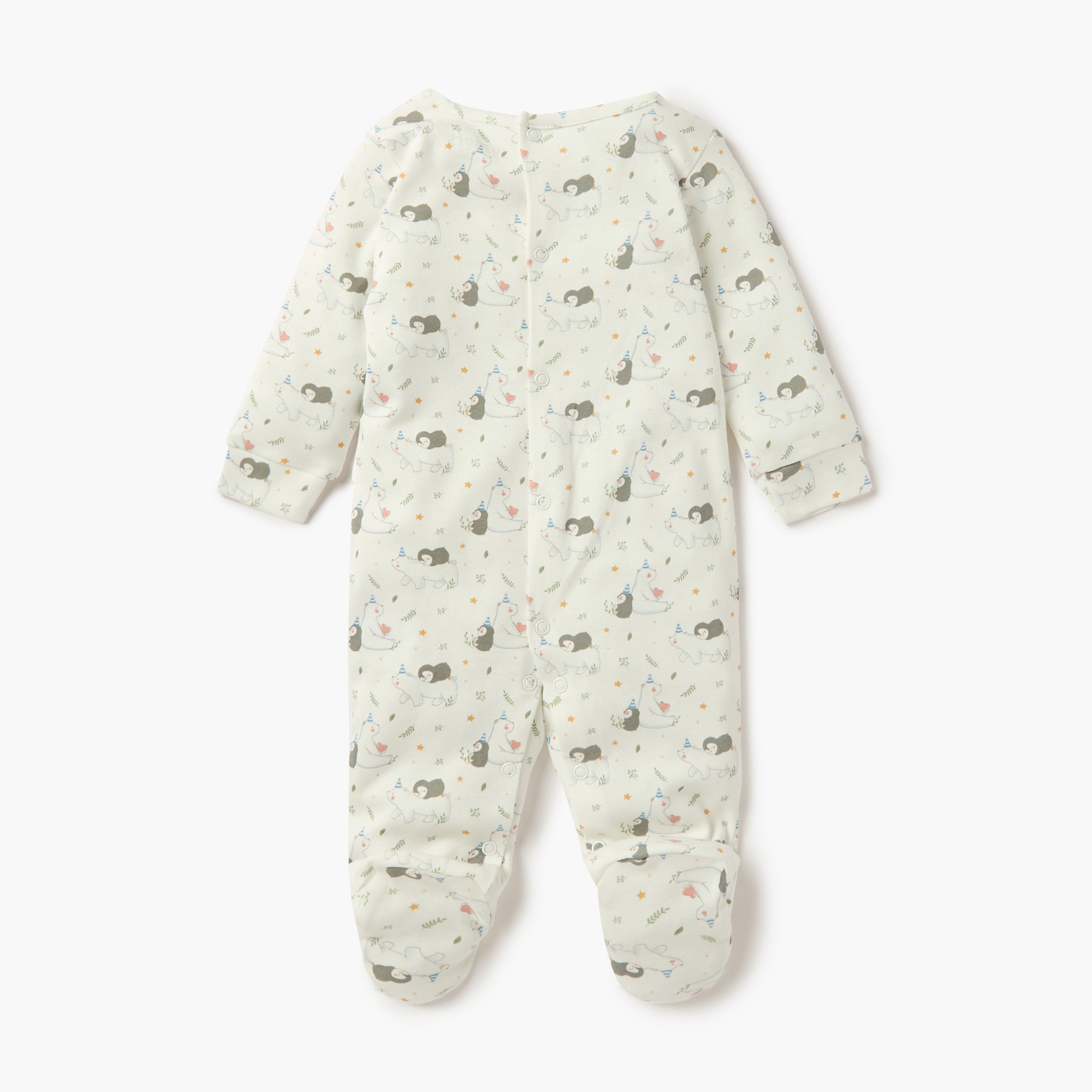 Juniors All-Over Print Closed Feet Sleepsuit with Long Sleeves - Set of 2