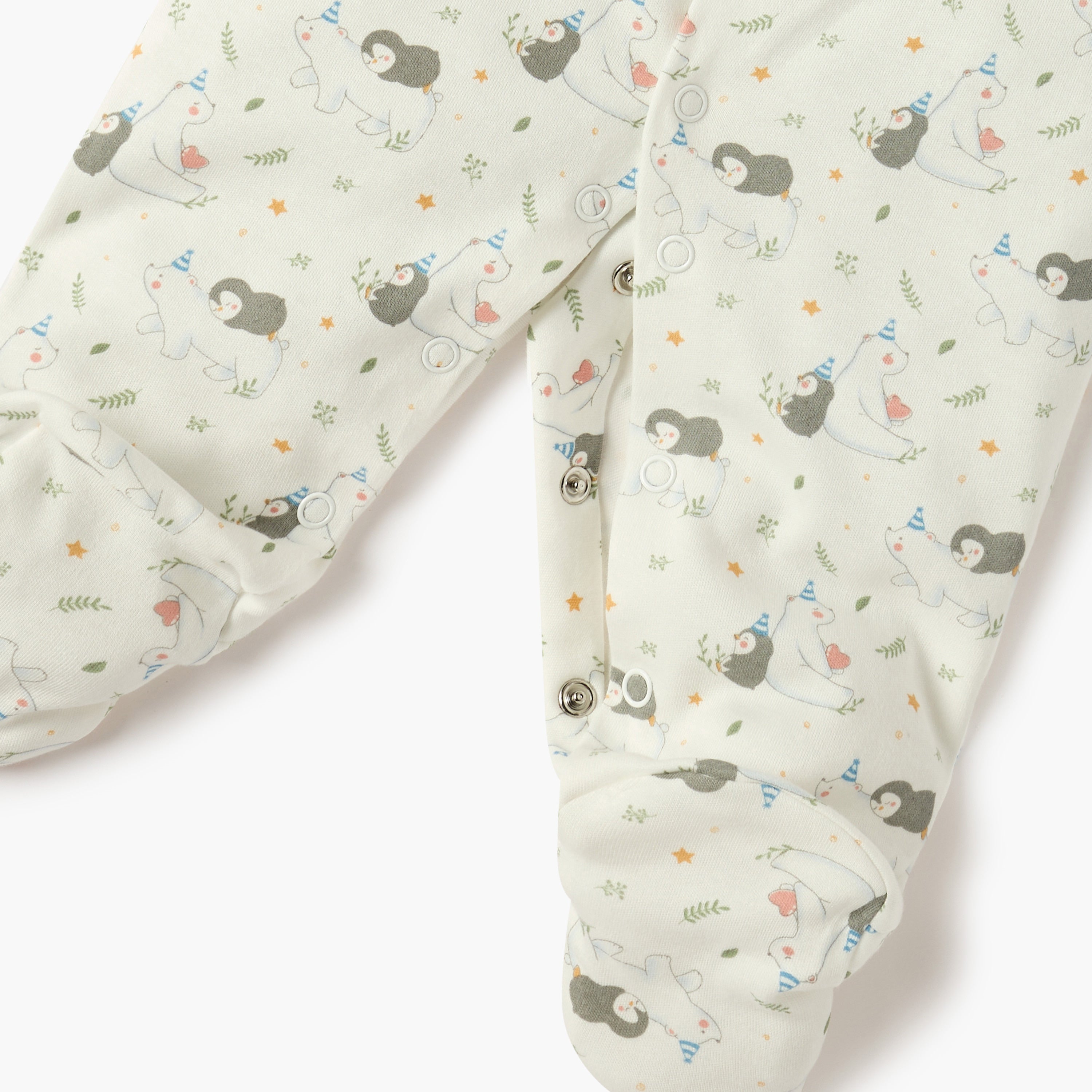 Juniors All-Over Print Closed Feet Sleepsuit with Long Sleeves - Set of 2