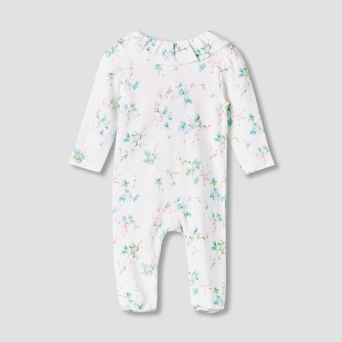 Juniors Bamboo Cotton Collared Long Sleeves Sleepsuit with Floral Print