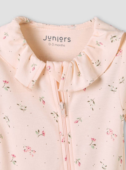 Juniors Bamboo Cotton Collared Long Sleeve Sleepsuit with Floral Print-baby-girls-clothing-nightwear-sleepsuits-image-4