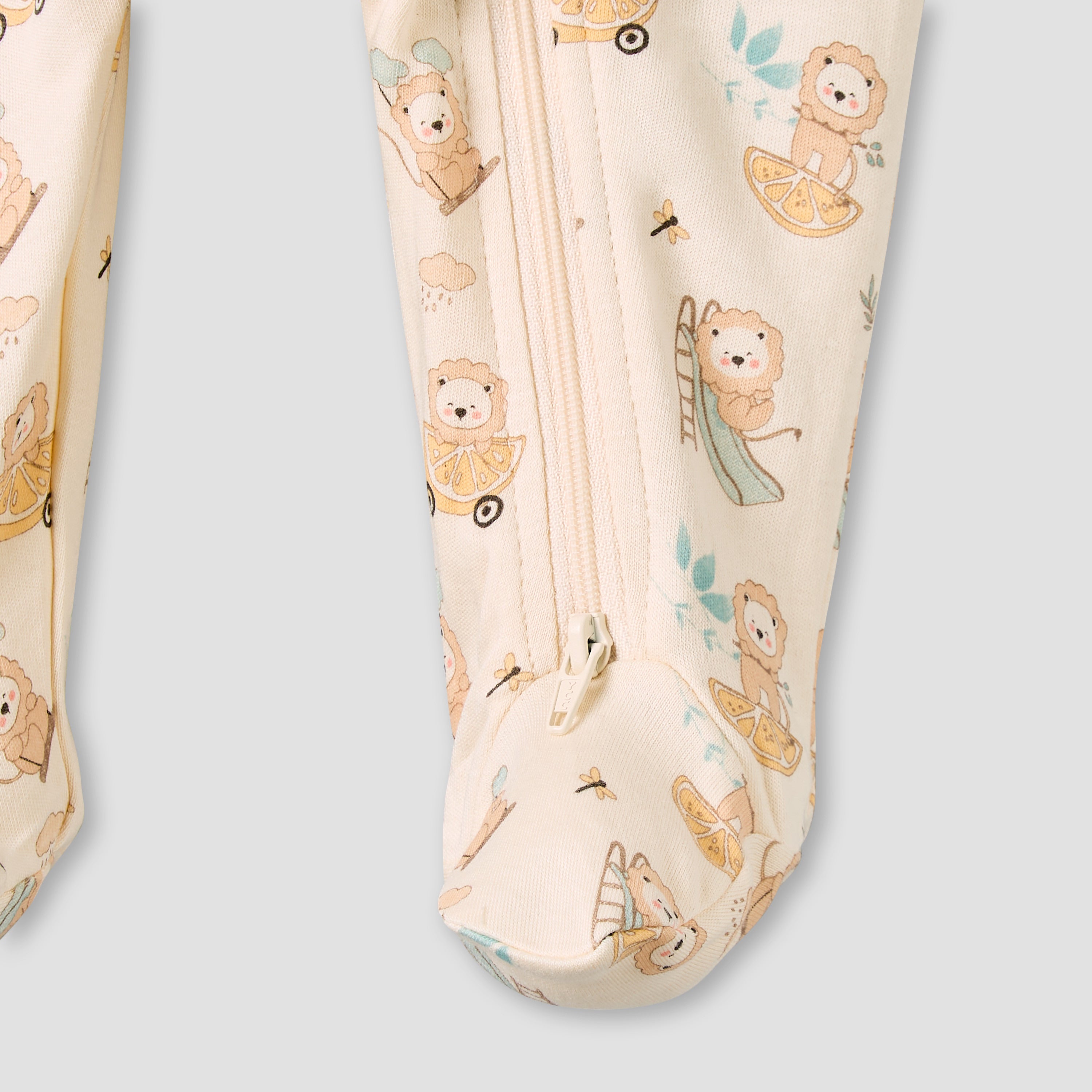 Juniors Bamboo Cotton Collared Long Sleeve Sleepsuit with Lion Print