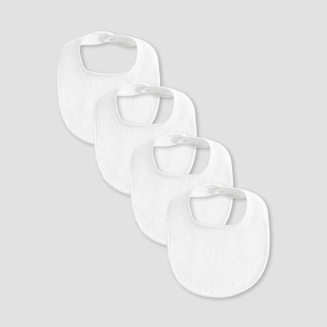 Pack of 4 Juniors Baby Bib with Snap Button Closure - White