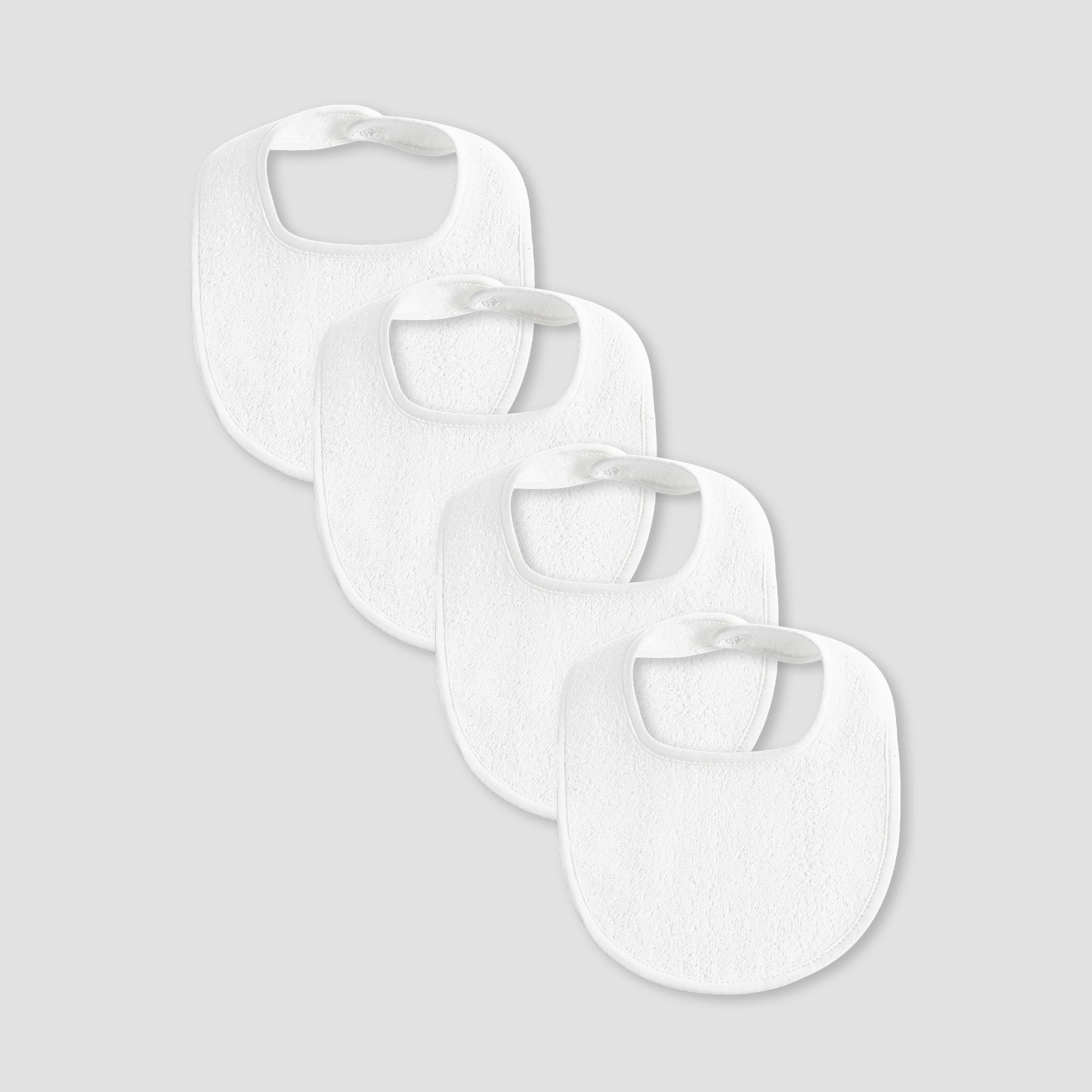 Pack of 4 Juniors Baby Bib with Snap Button Closure - White