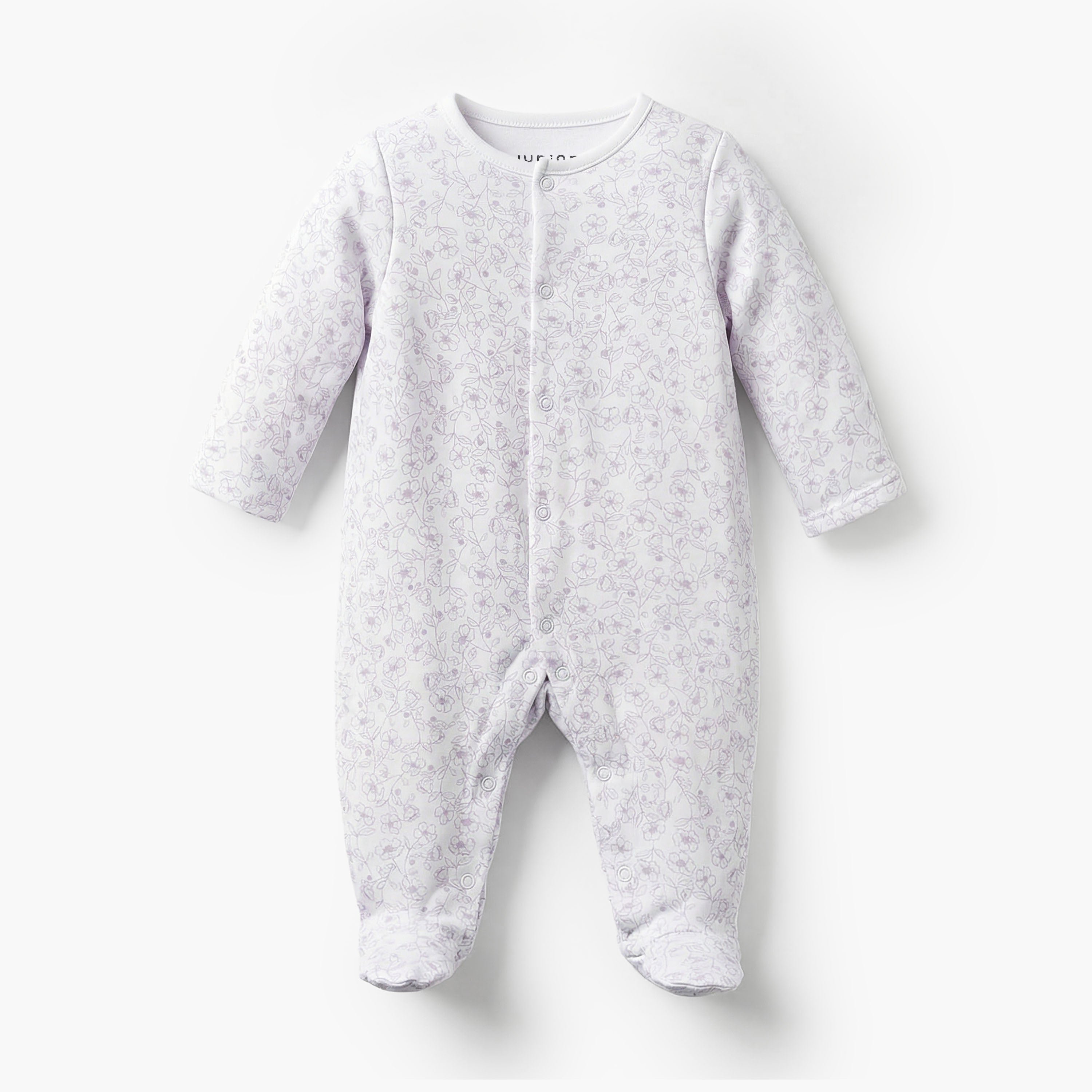 Pack of 3 Juniors Bamboo Cotton Round Neck Long Sleeves Sleepsuit with Print