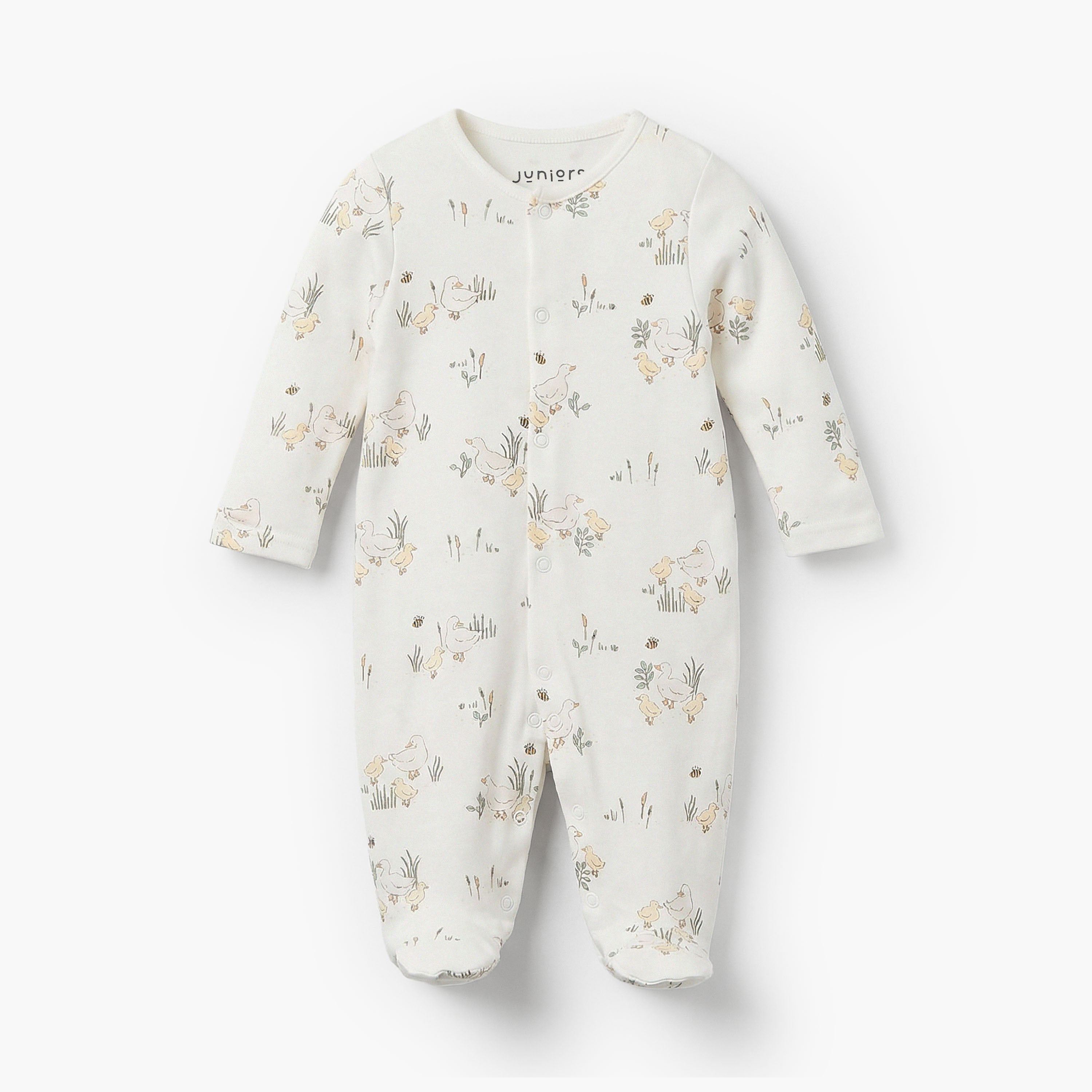 Pack of 3 Juniors Bamboo Cotton Round Neck Long Sleeves Sleepsuit with Duck Print