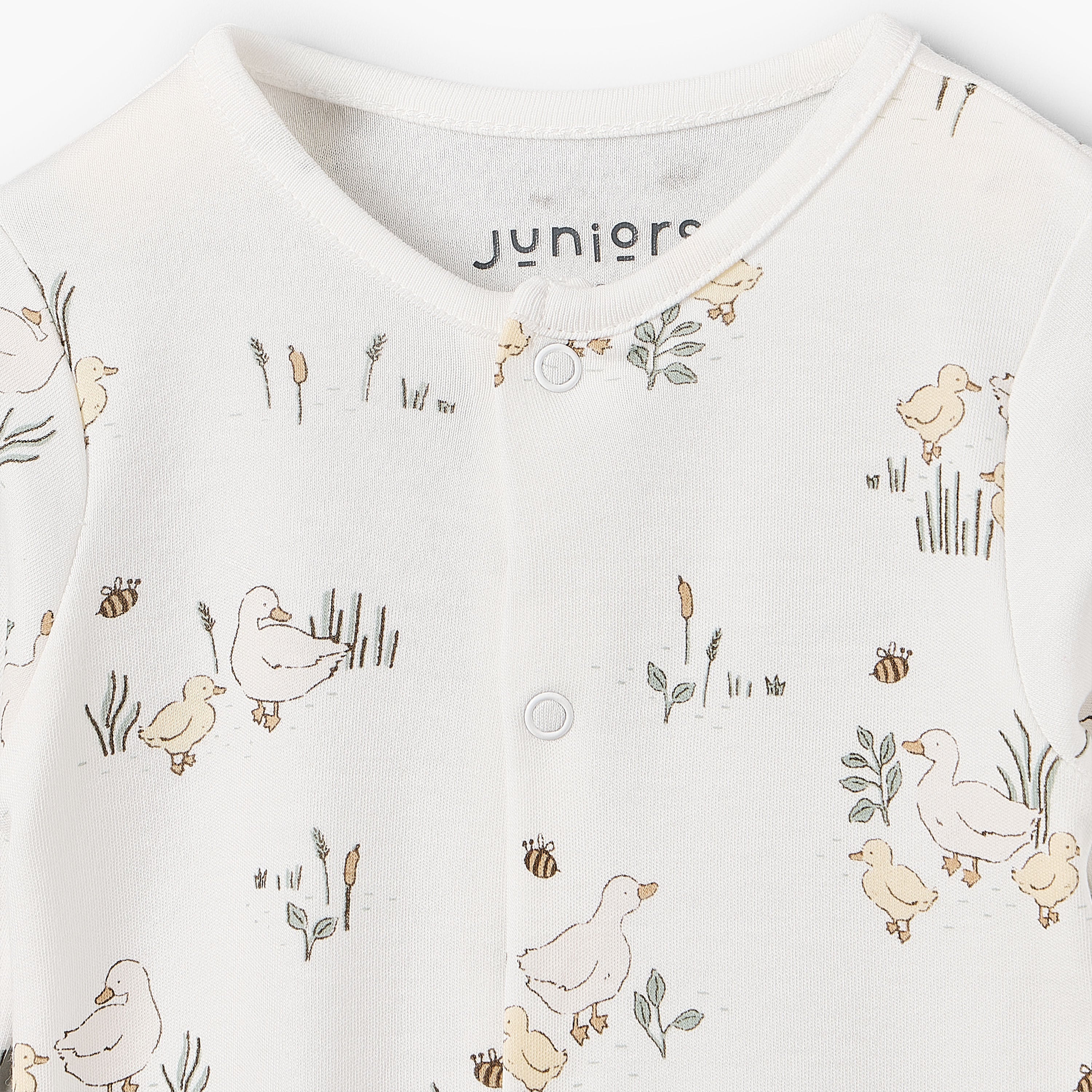 Pack of 3 Juniors Bamboo Cotton Round Neck Long Sleeves Sleepsuit with Duck Print