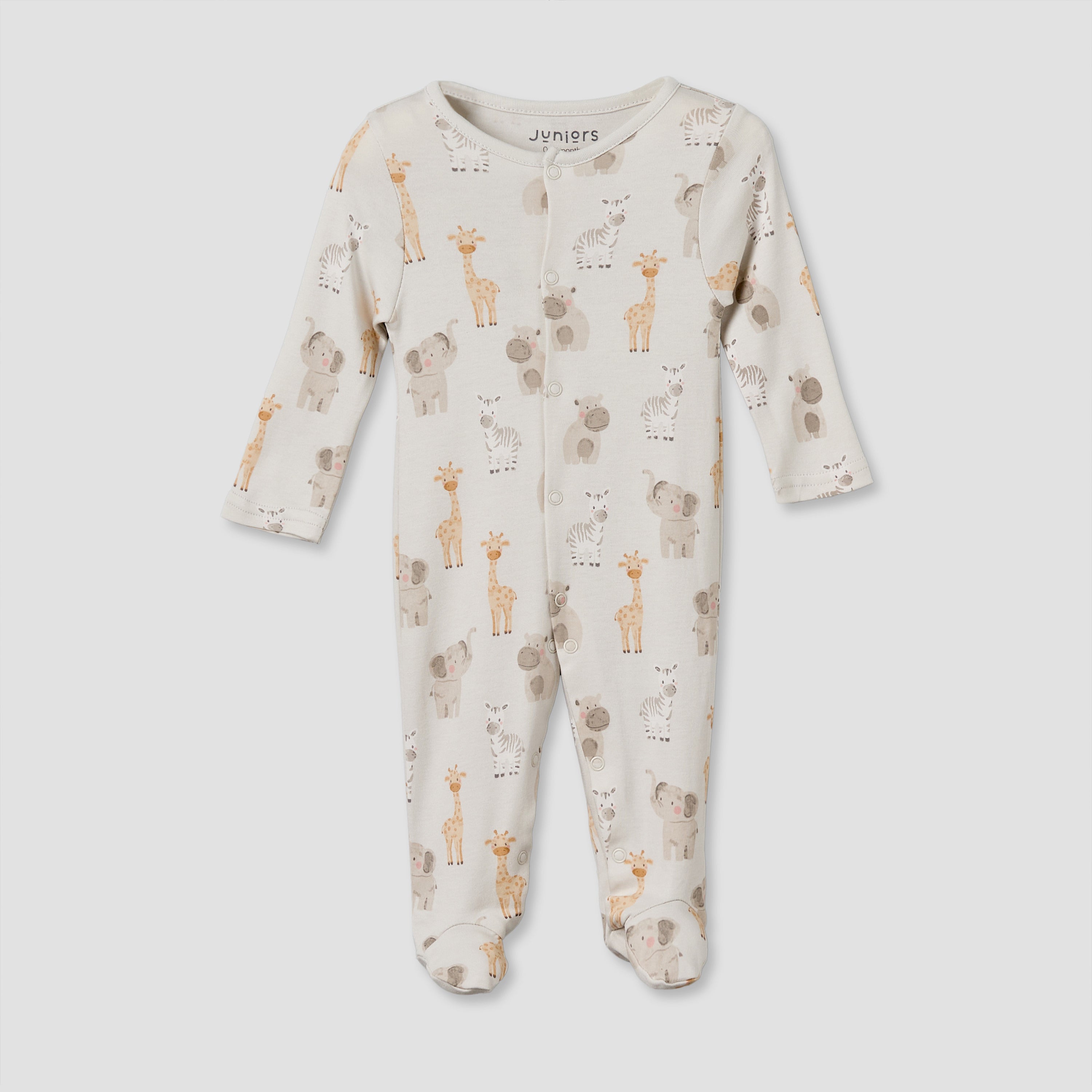 Pack of 3 Juniors Round Neck Long Sleeves Sleepsuit with Button Closure