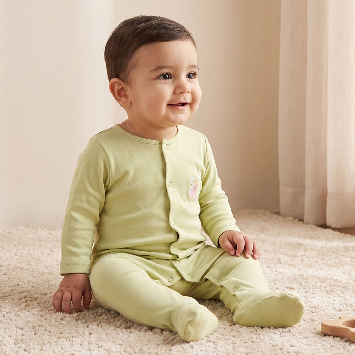 Pack of 5 Juniors Round Neck Long Sleeves Sleepsuits with Fairy Print
