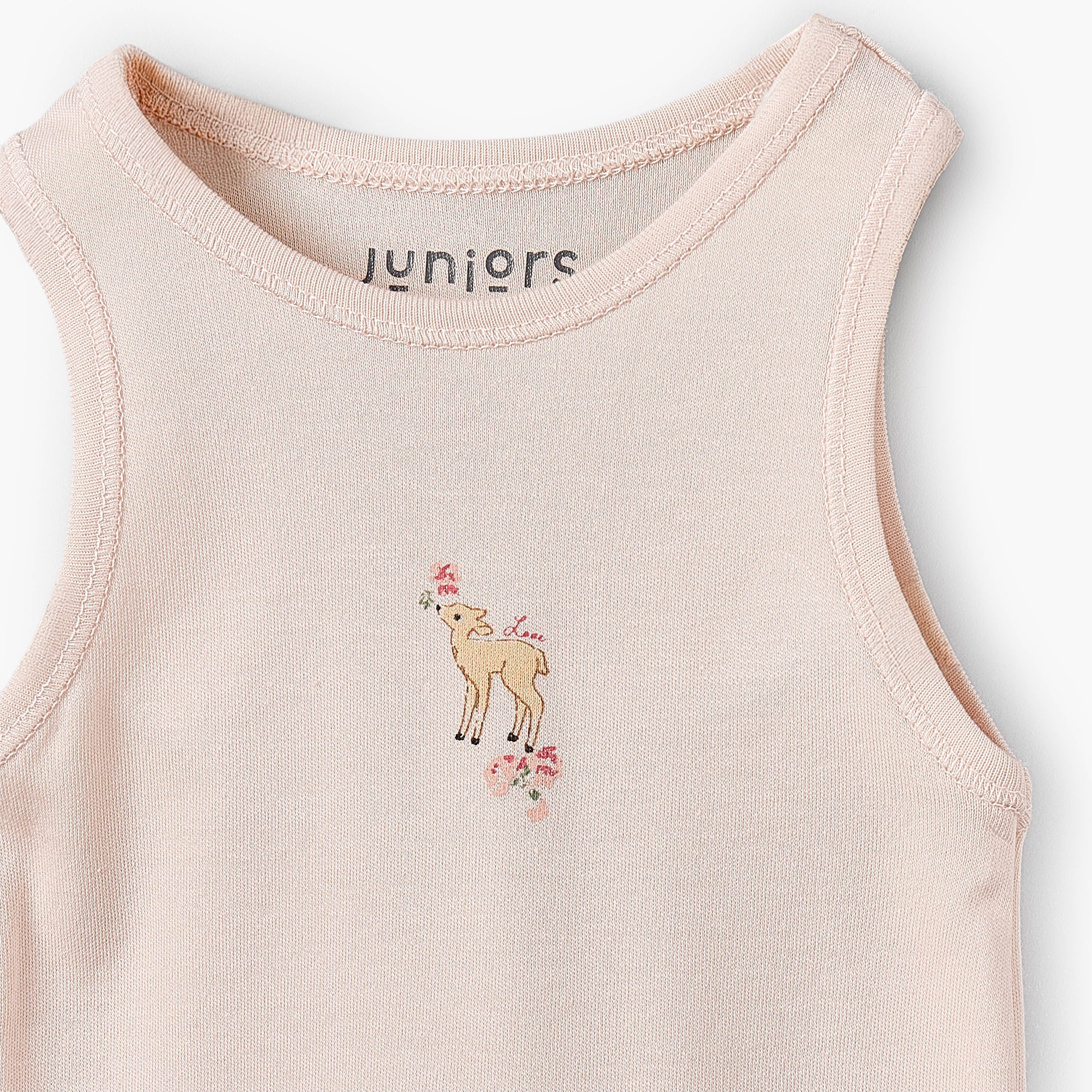 Pack of 7Juniors Bamboo Round Neck Sleeveless Bodysuit with Assorted Print