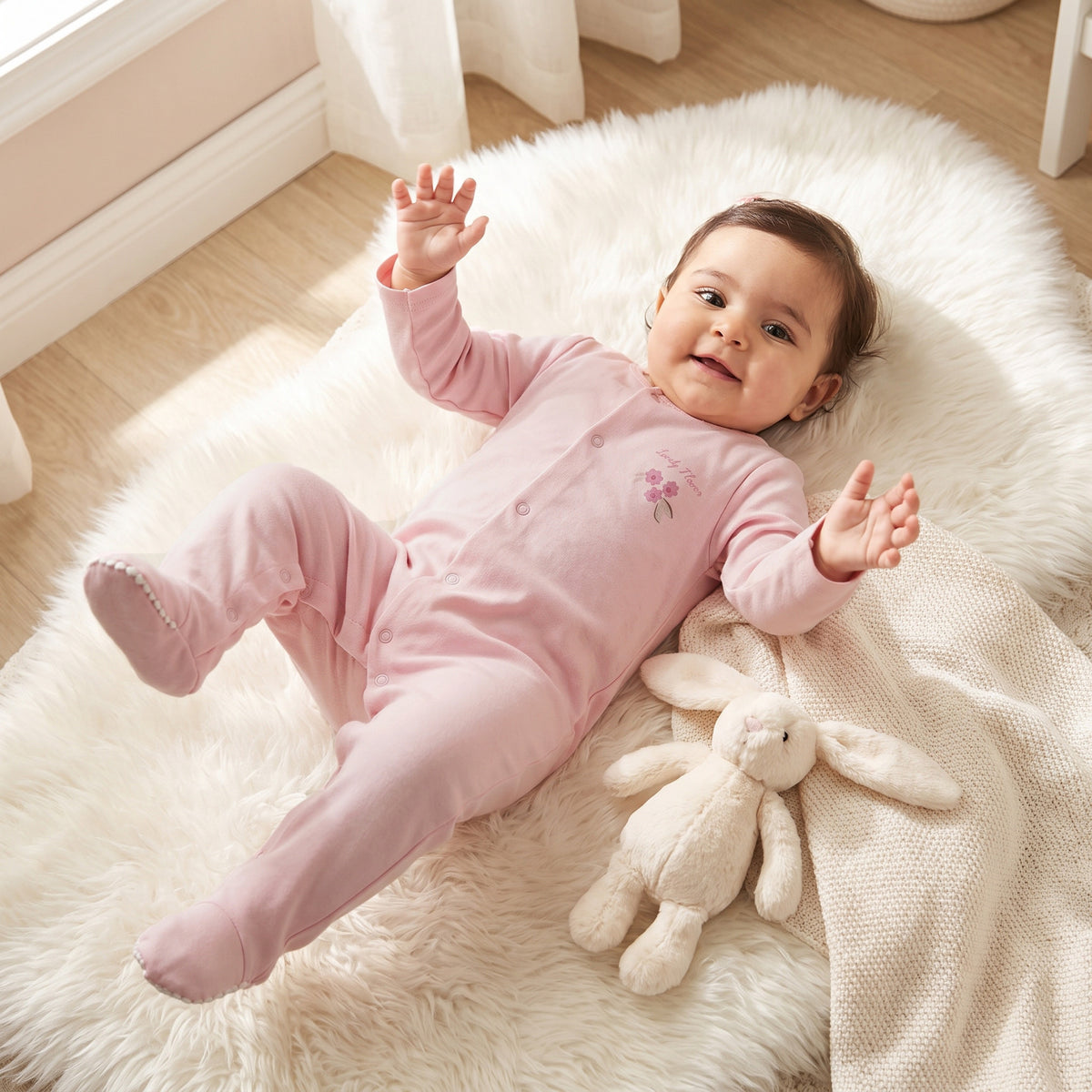 Pack of 5 Juniors Cotton Crew Neck Long Sleeves Sleepsuit with Snap Button Closure
