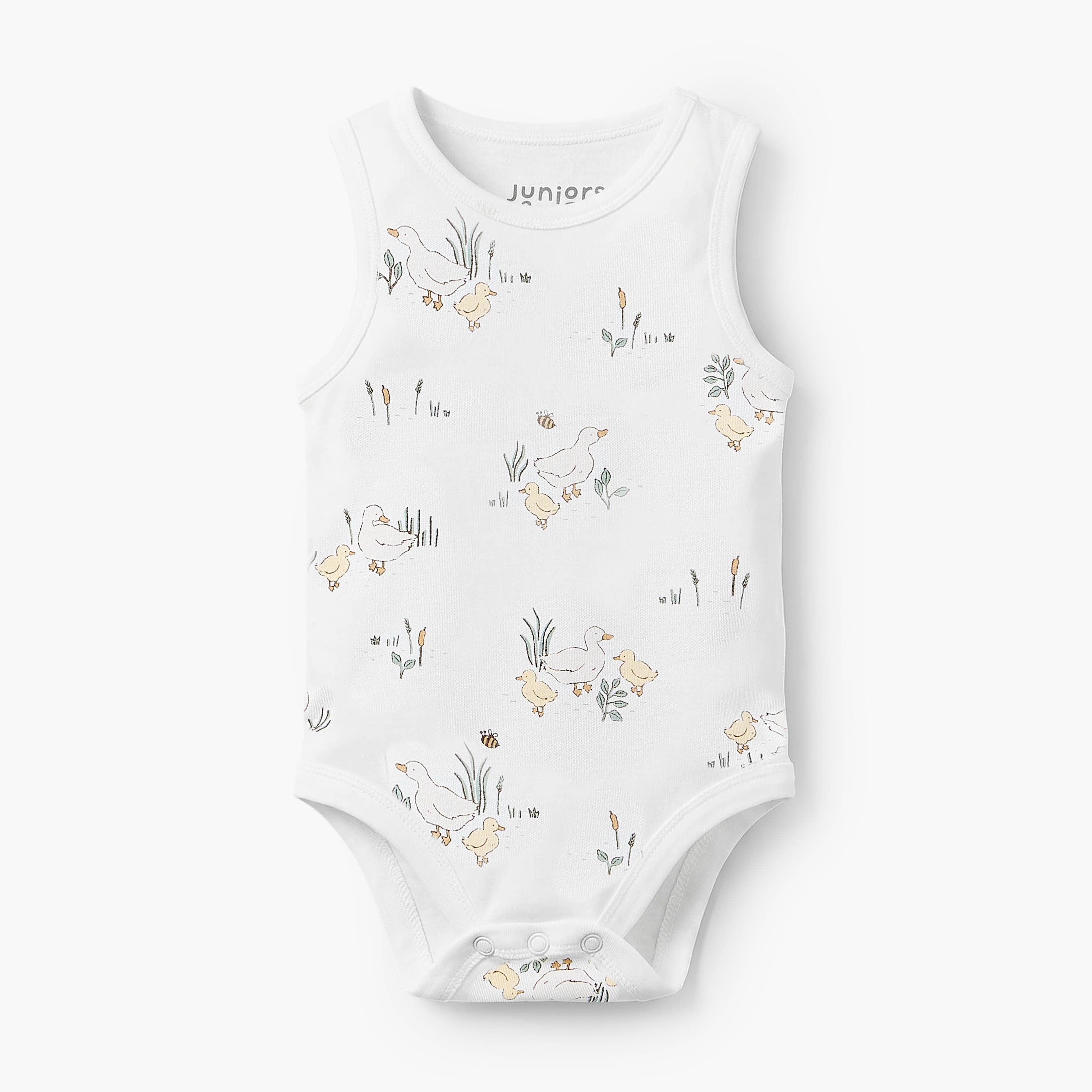 Pack of 7 Juniors Crew Neck Sleeveless Bodysuit with Duck Print