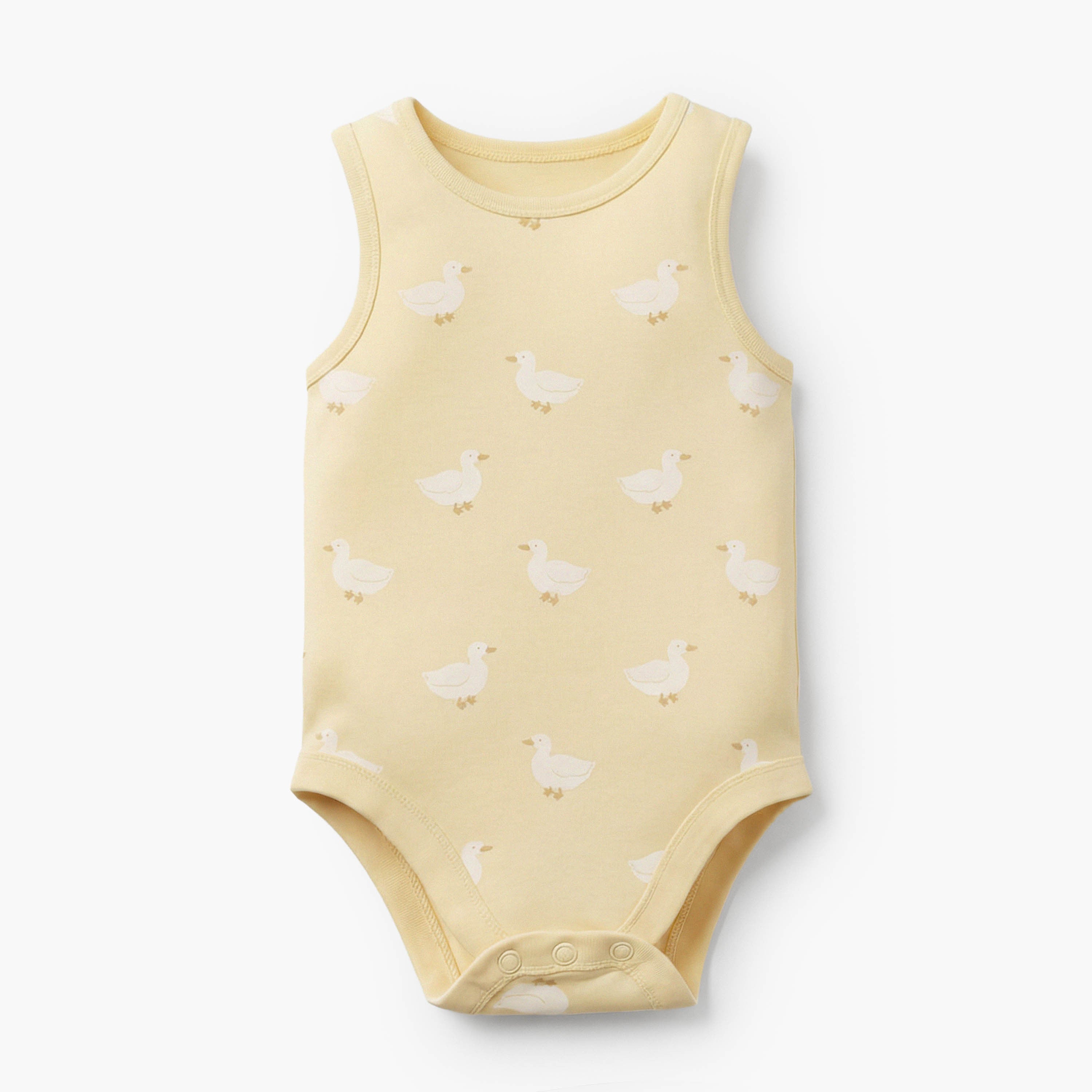 Pack of 7 Juniors Crew Neck Sleeveless Bodysuit with Duck Print