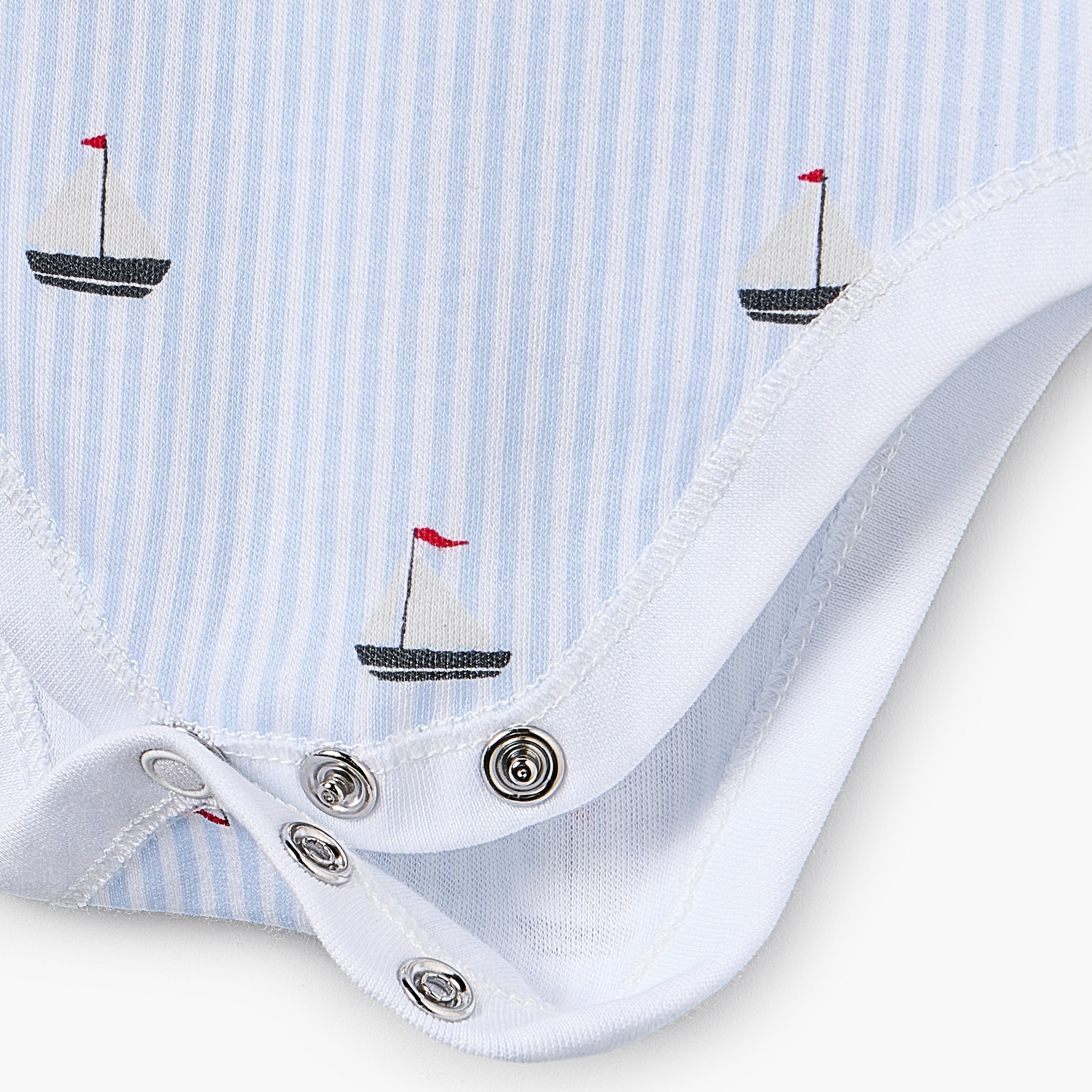 Pack of 7 Juniors Round Neck Sleeveless Bodysuit with Nautical Print