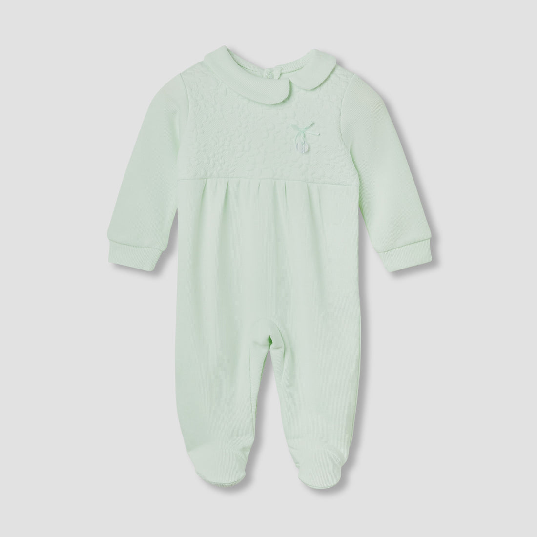 Giggles Collared Neck Sleepsuit with Snap Button Closure - Cotton - Long Sleeves