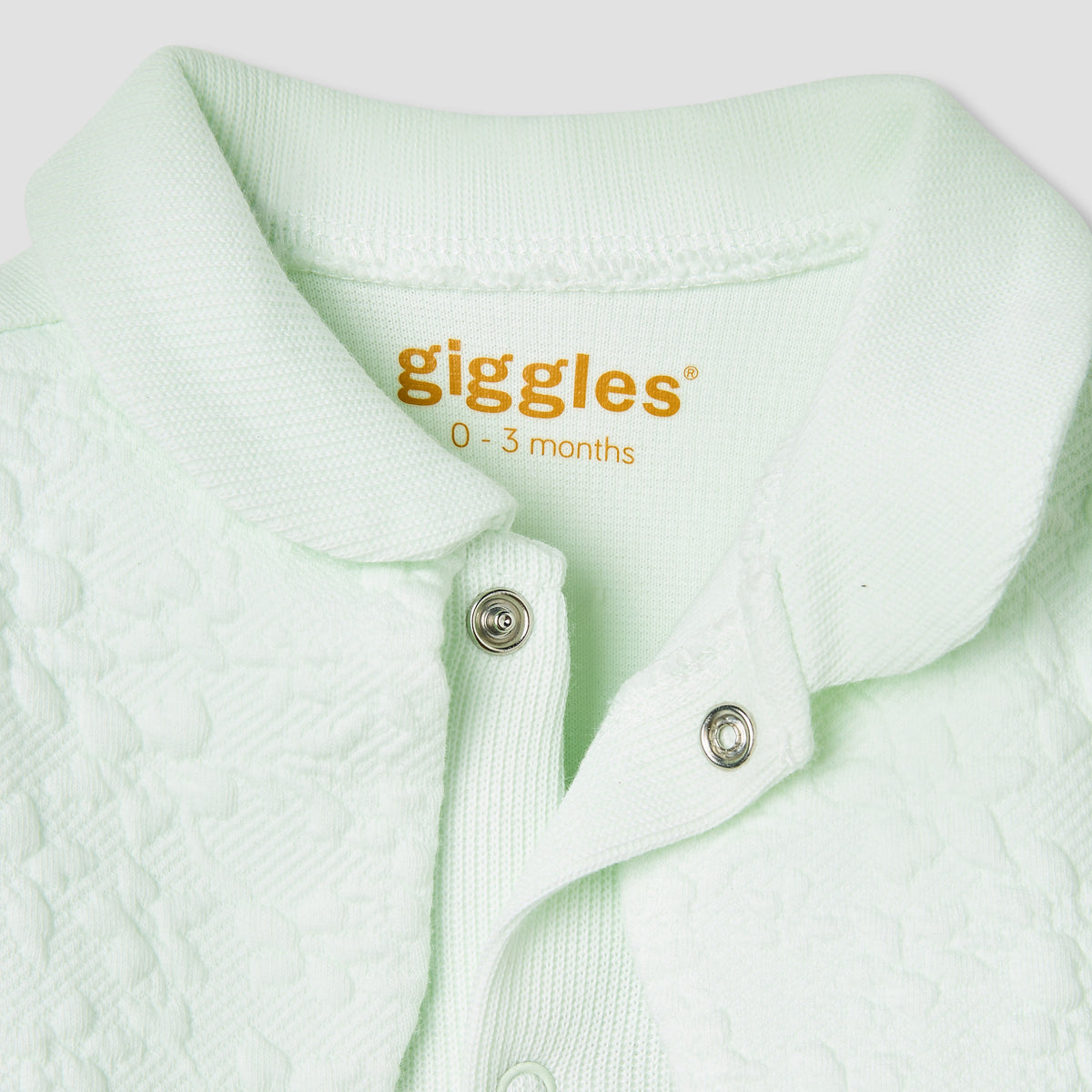 Giggles Collared Neck Sleepsuit with Snap Button Closure - Cotton - Long Sleeves