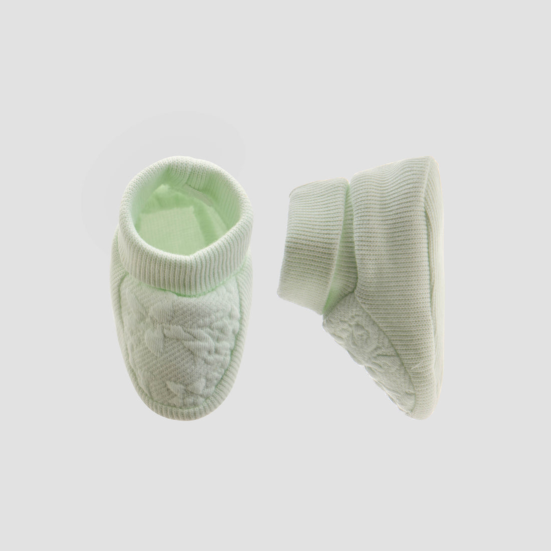Giggles Textured Slip-On Booties - Green / 0-6 mths
