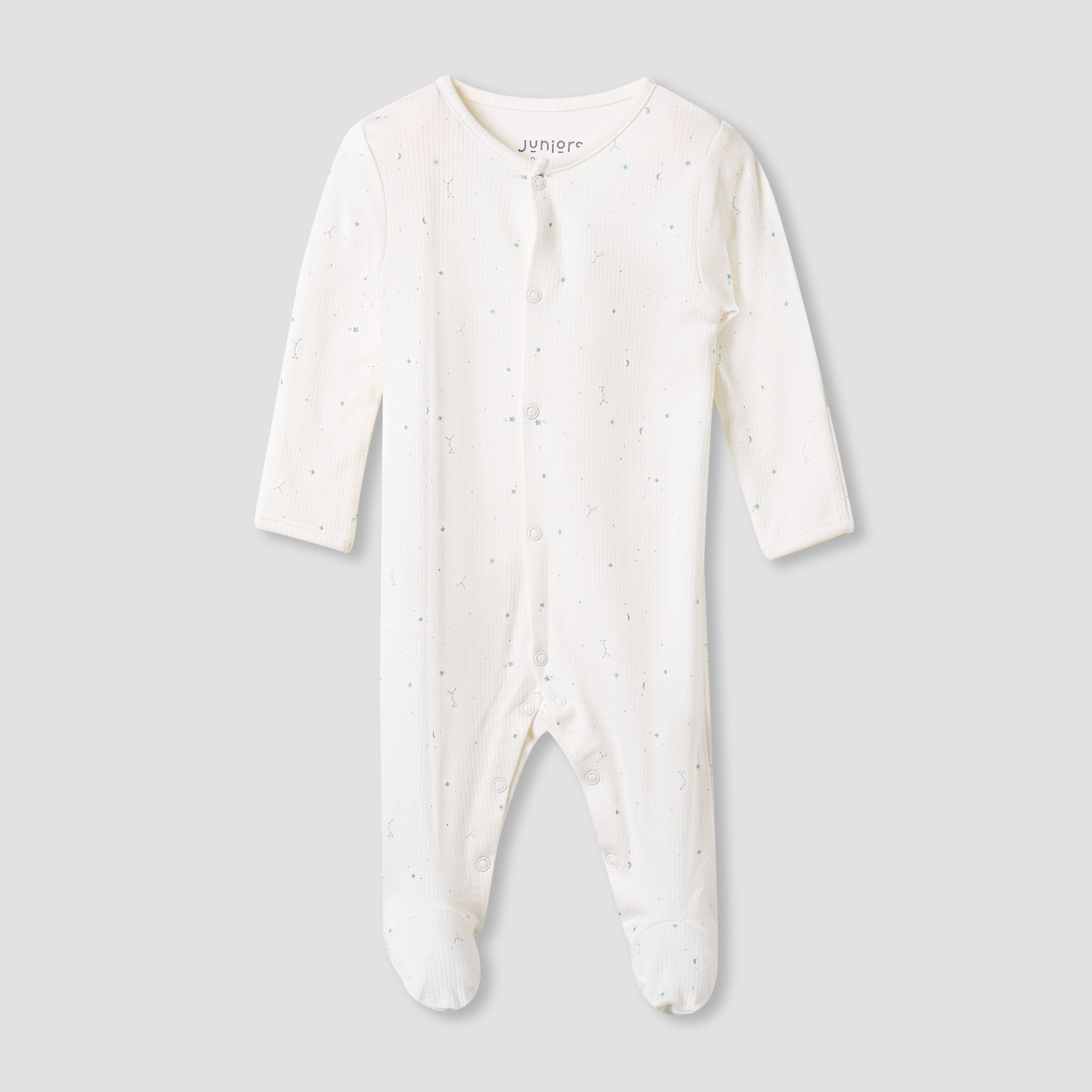 Juniors Round Neck Sleepsuit with Snap Button Closure - Long Sleeves - Set of 2