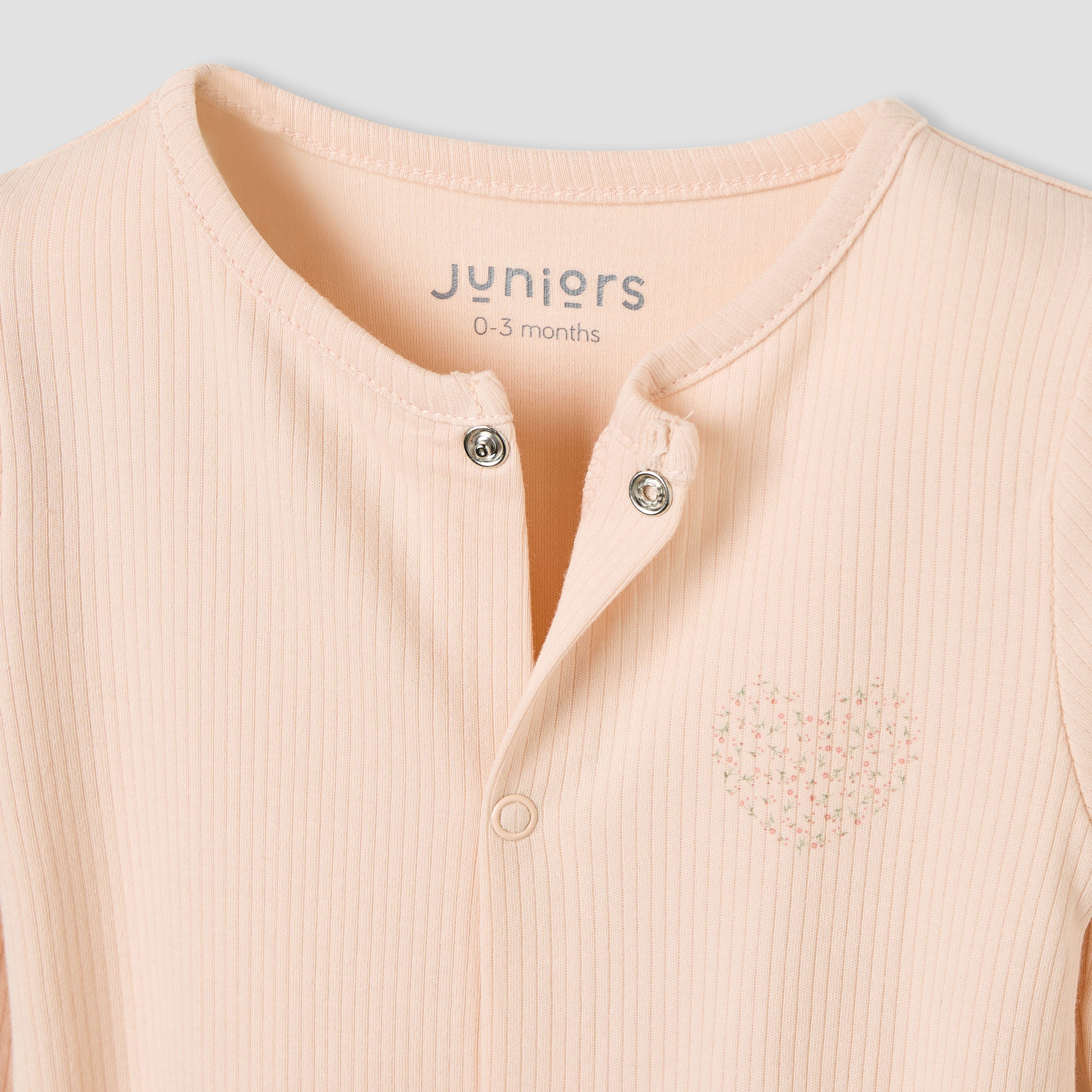 Juniors Round Neck Sleepsuit with Snap Button Closure - Long Sleeves - Set of 2