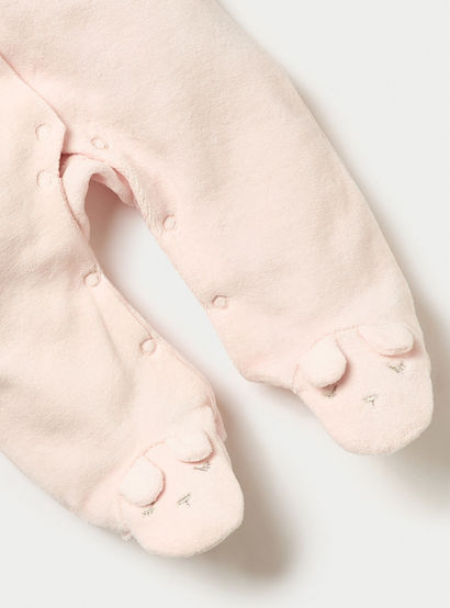 Juniors Mouse Applique Closed Feet Velour Sleepsuit with Button Closure-baby-girls-clothing-nightwear-sleepsuits-image-3