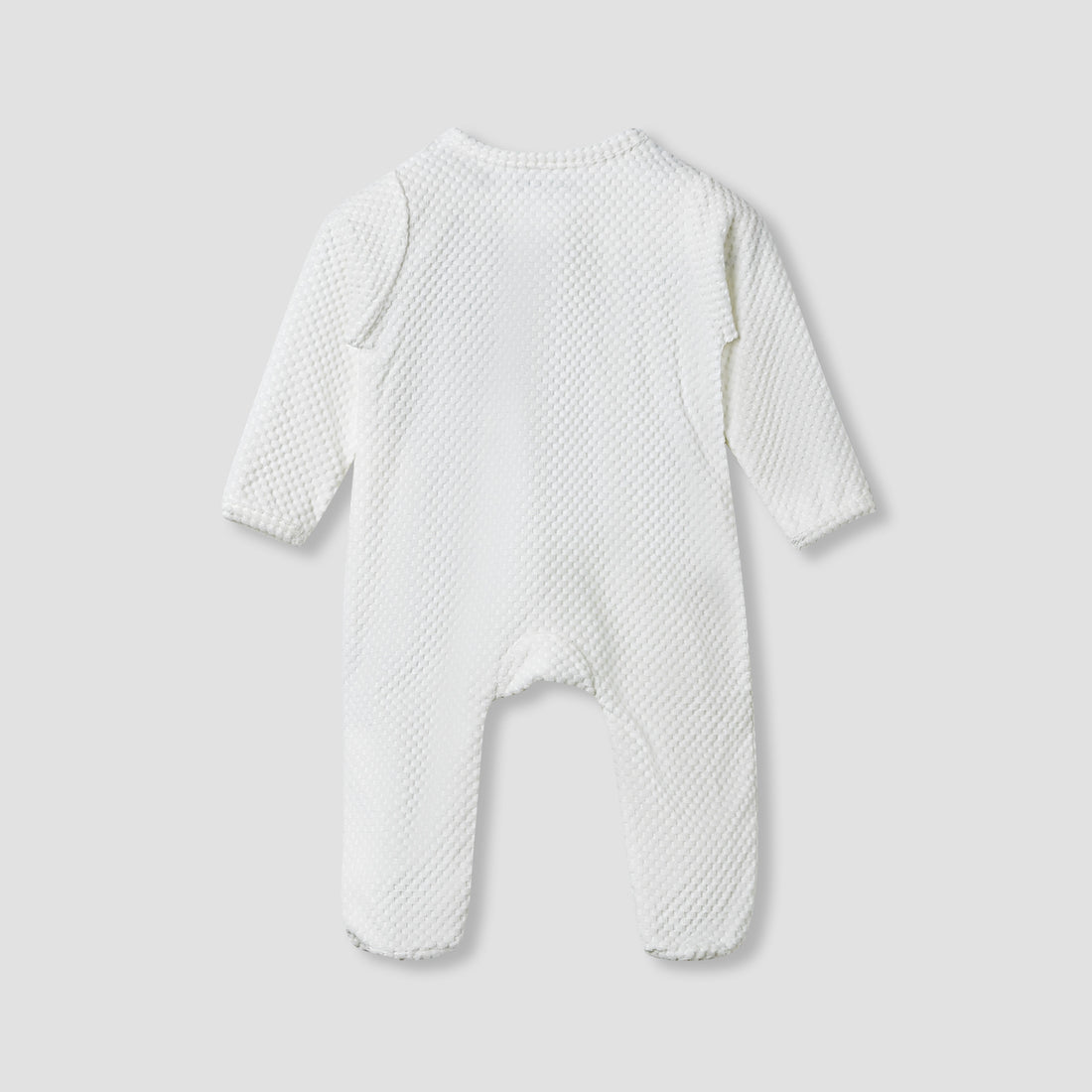 Juniors Crew Neck Sleepsuit with Bear Applique - Cotton Blend - Long Sleeves