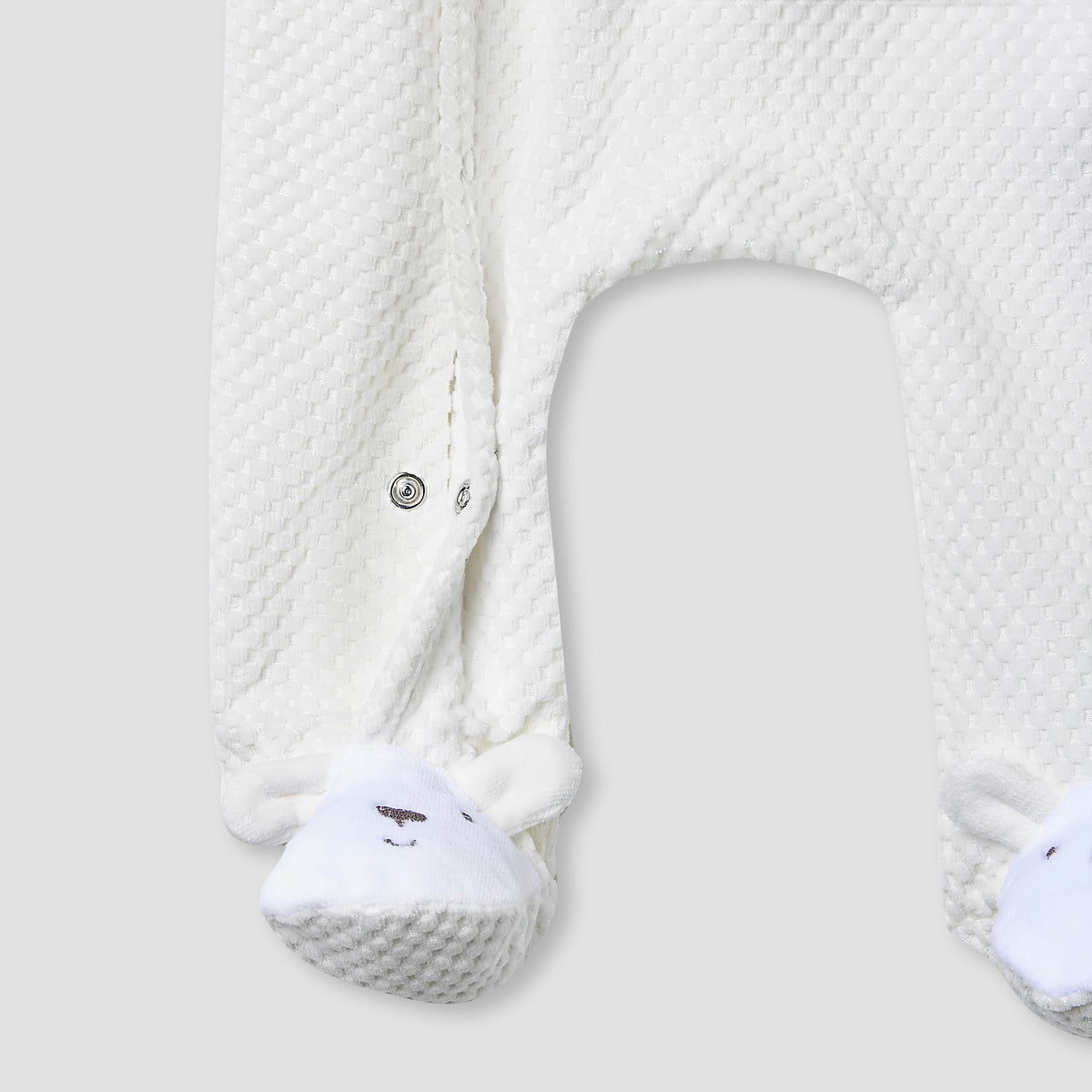 Juniors Crew Neck Sleepsuit with Bear Applique - Cotton Blend - Long Sleeves
