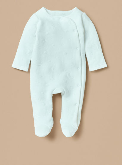 Giggles Jacquard Padded Closed Feet Sleepsuit with Button Closure-baby-girls-clothing-nightwear-sleepsuits-image-1