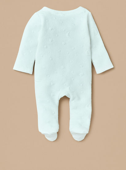 Giggles Jacquard Padded Closed Feet Sleepsuit with Button Closure-baby-girls-clothing-nightwear-sleepsuits-image-2