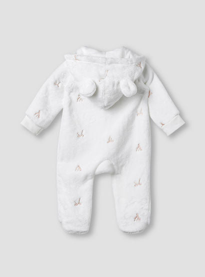 Juniors Hooded Sleepsuit with Bow Embroidery - Polyester - Long Sleeves-baby-girls-clothing-nightwear-sleepsuits-image-2