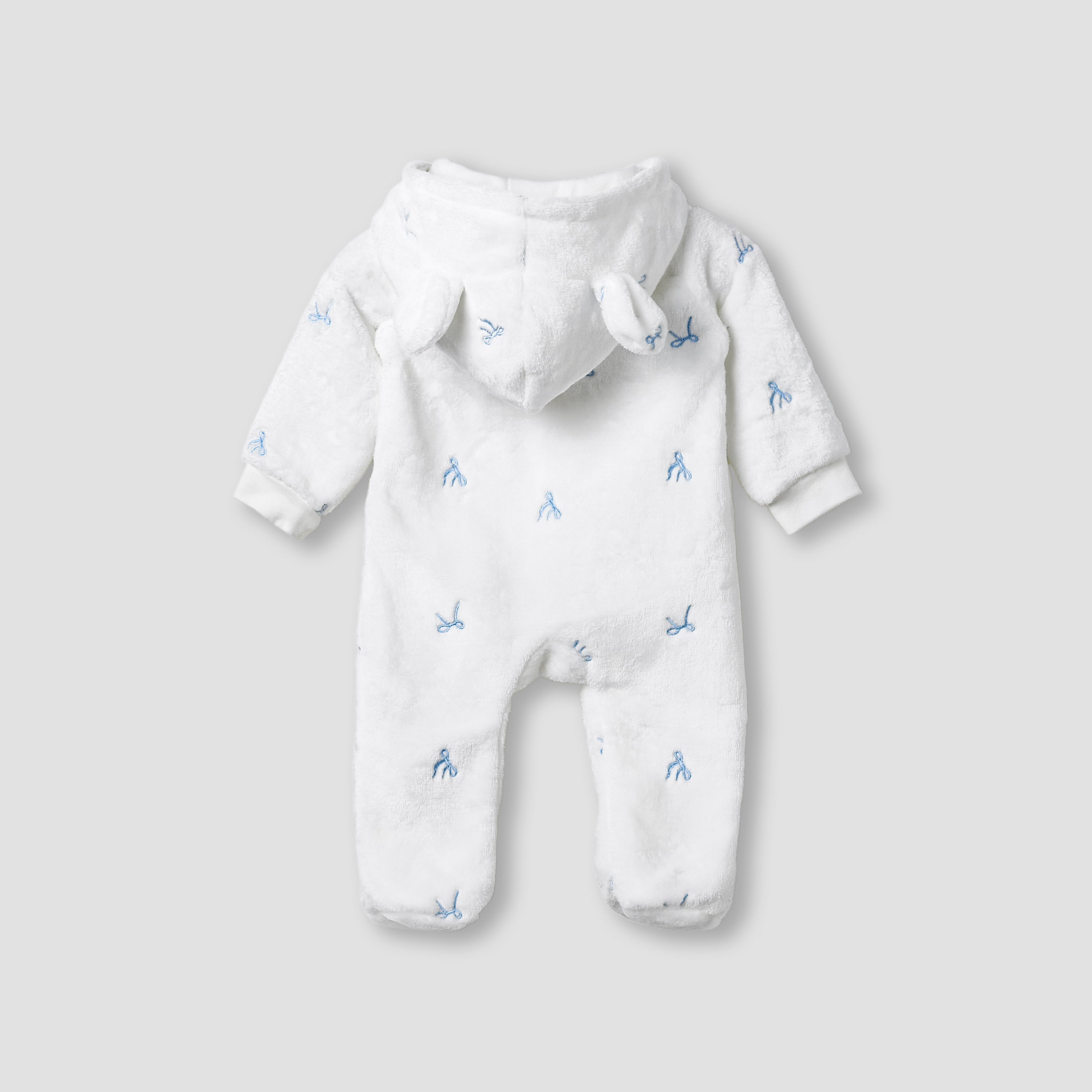 Juniors Hooded Sleepsuit with Bow Embroidery - Polyester - Long Sleeves