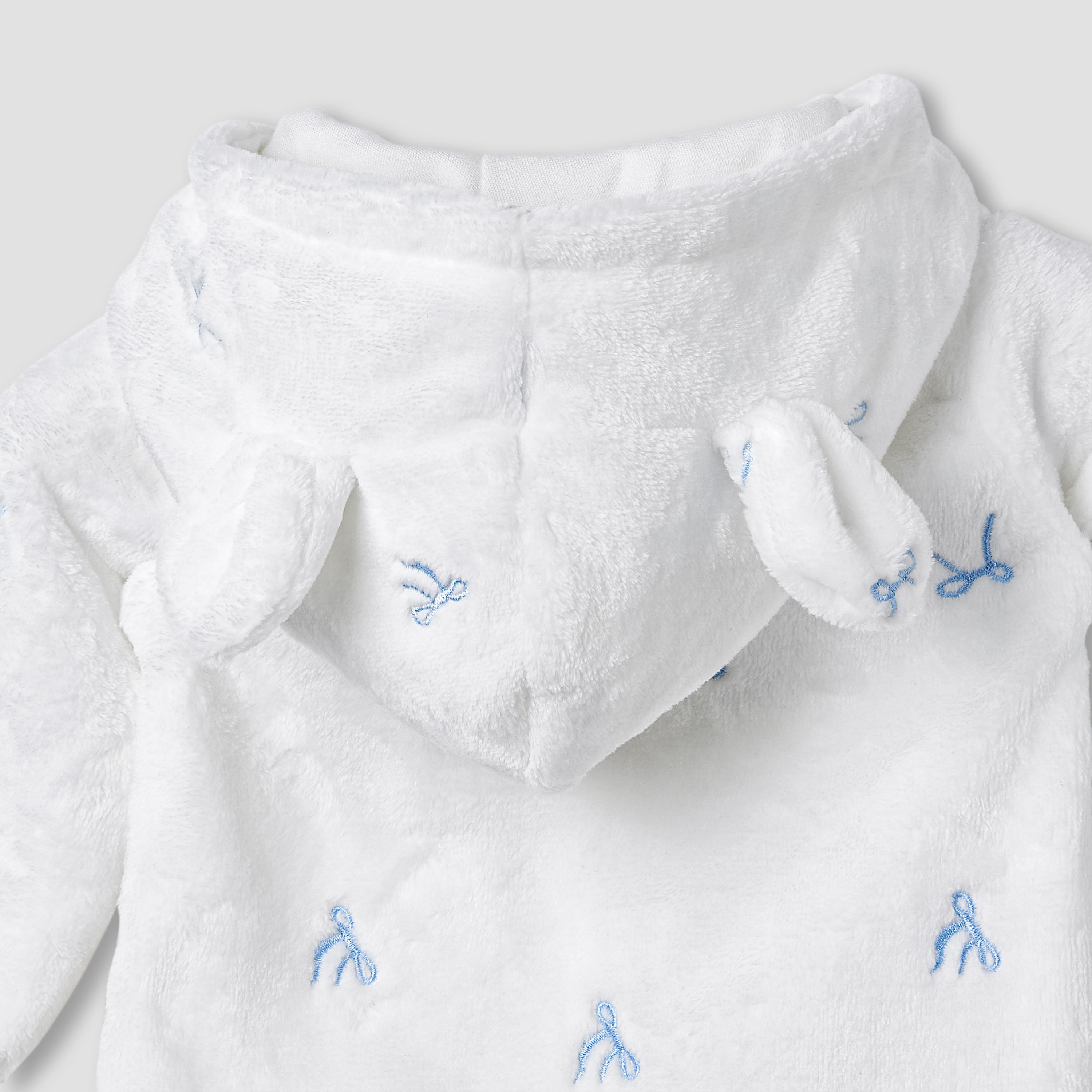 Juniors Hooded Sleepsuit with Bow Embroidery - Polyester - Long Sleeves