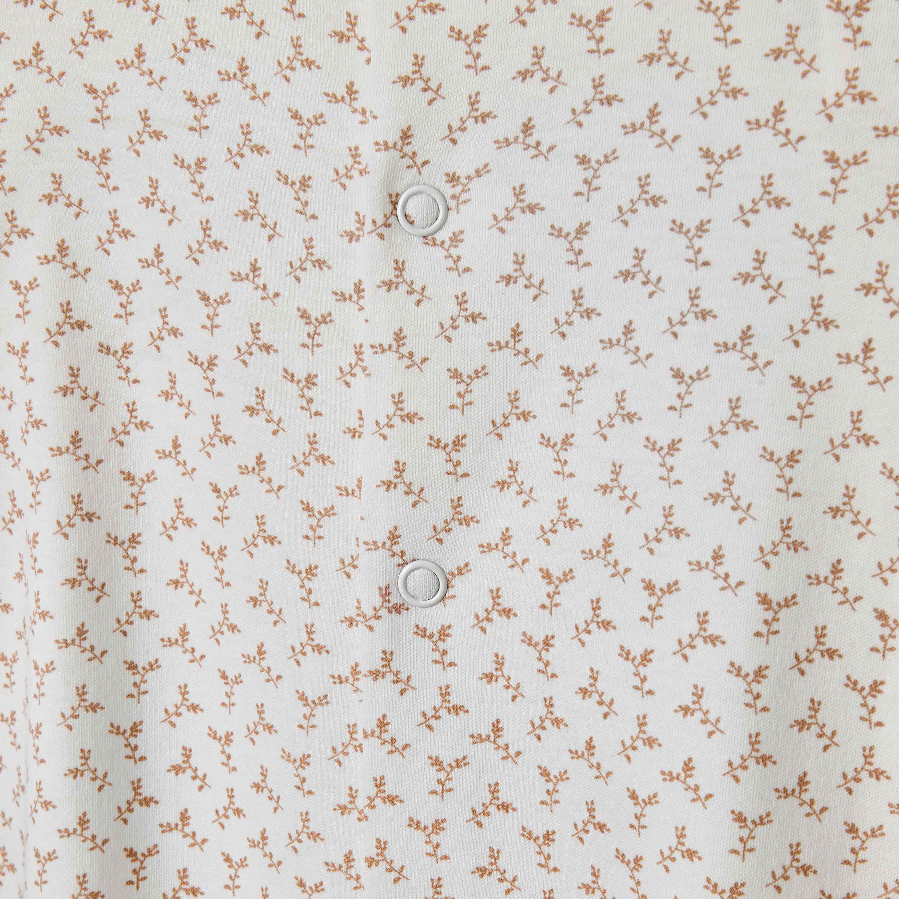 Giggles Leaf Print Sleepsuit with Long Sleeves