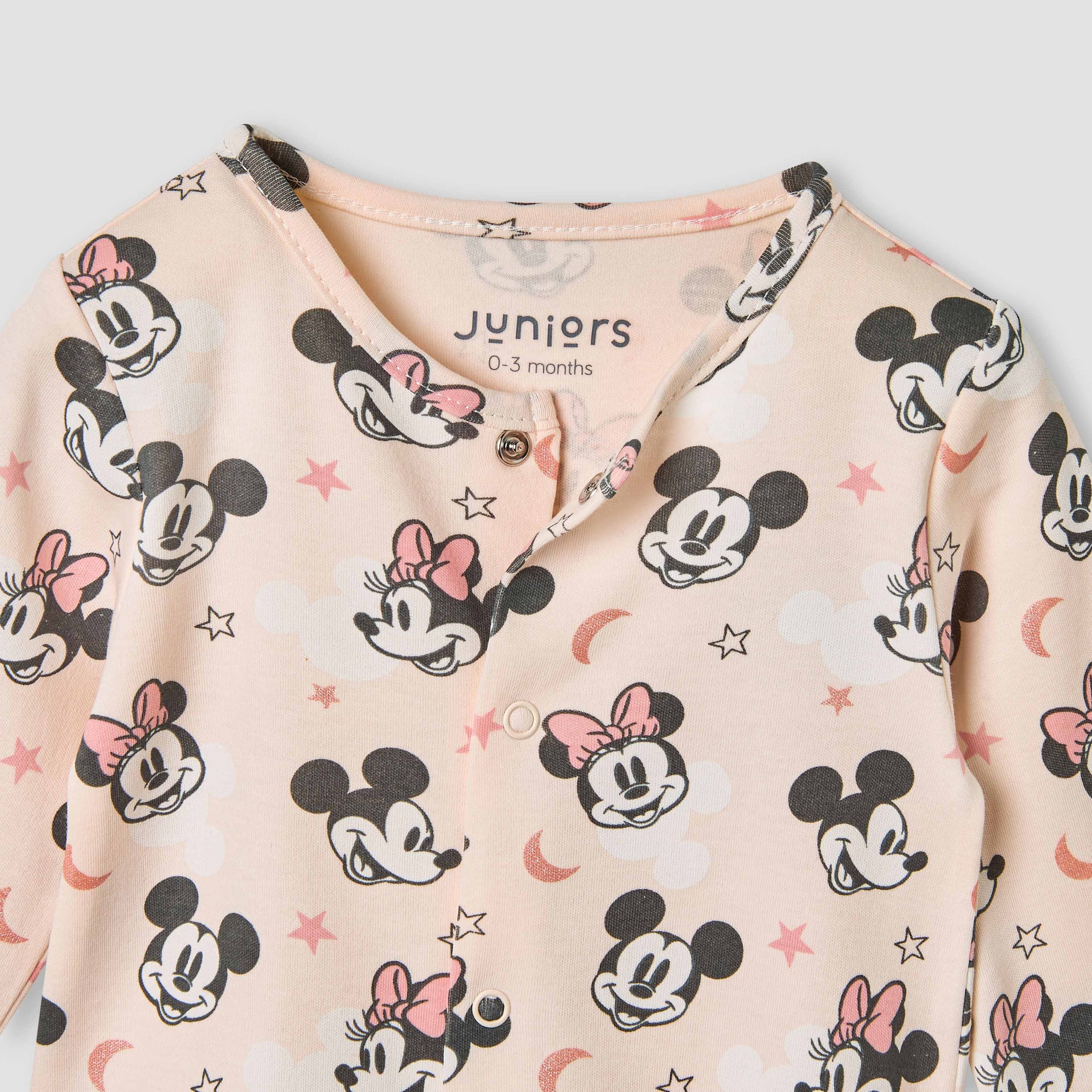 Juniors Minnie Mouse Print Sleepsuit with Long Sleeves