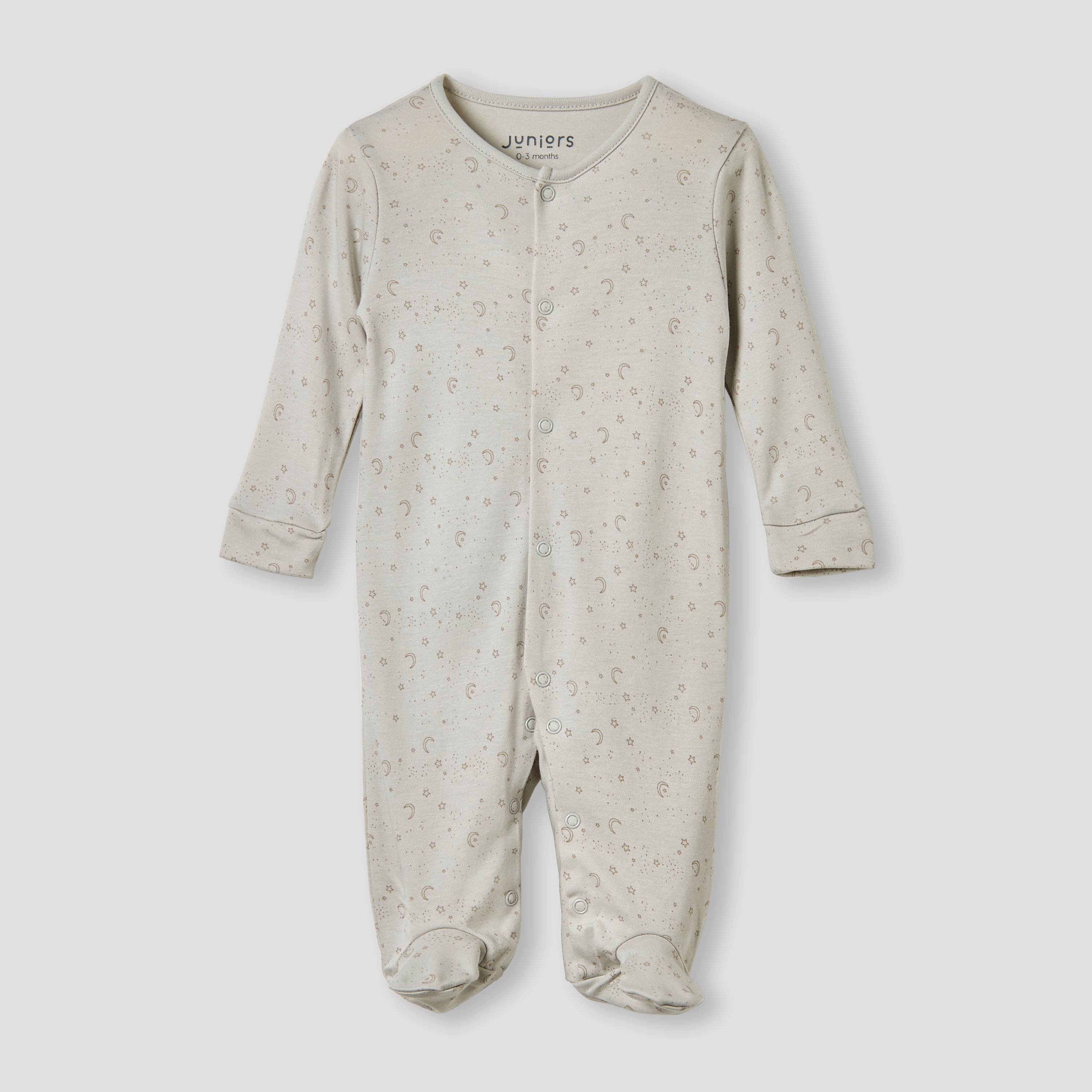 Juniors Stars Print Sleepsuit with Long Sleeves - Grey / 12-18 mths