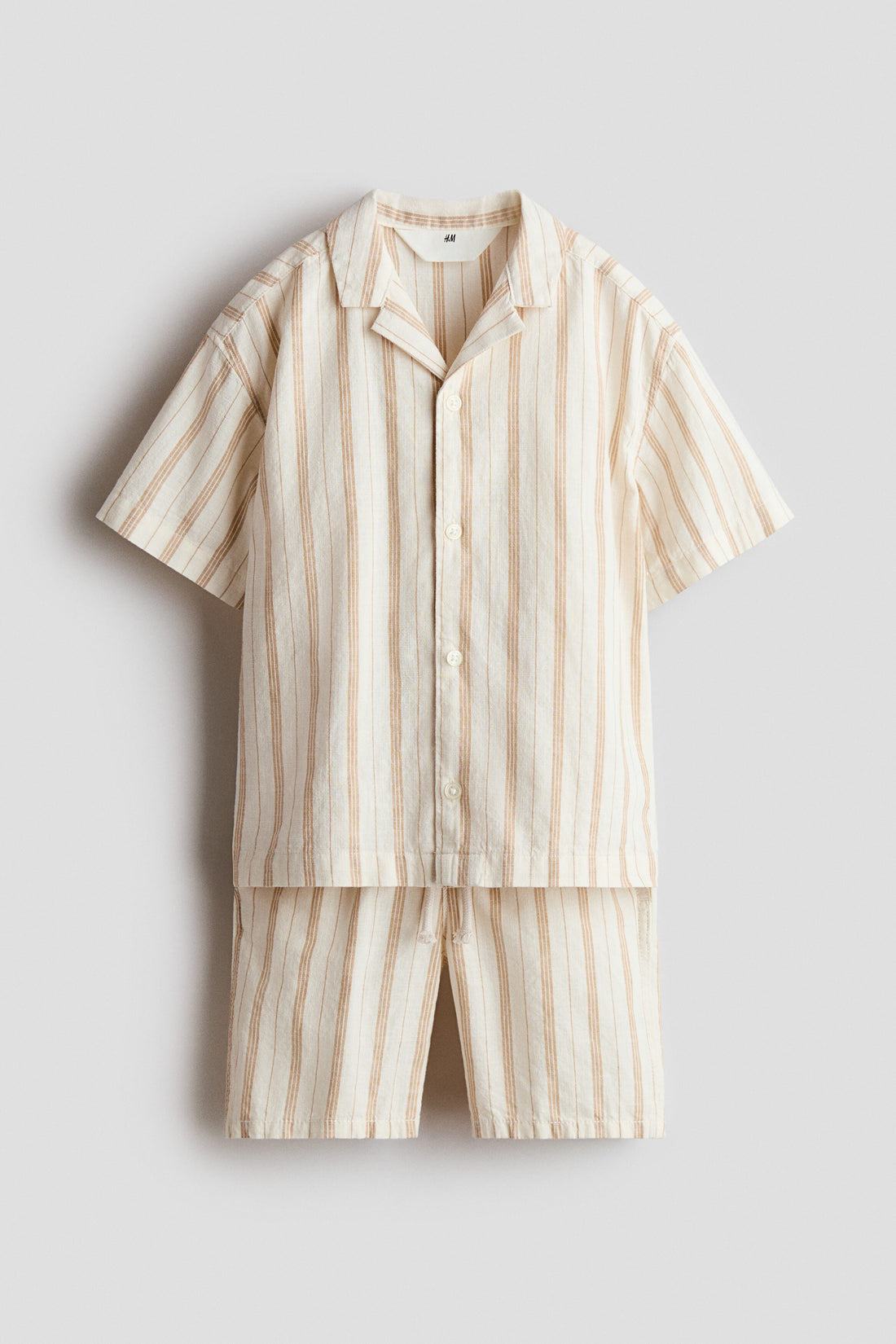 2-piece cotton set - Beige Striped 5 / 9-10 Years