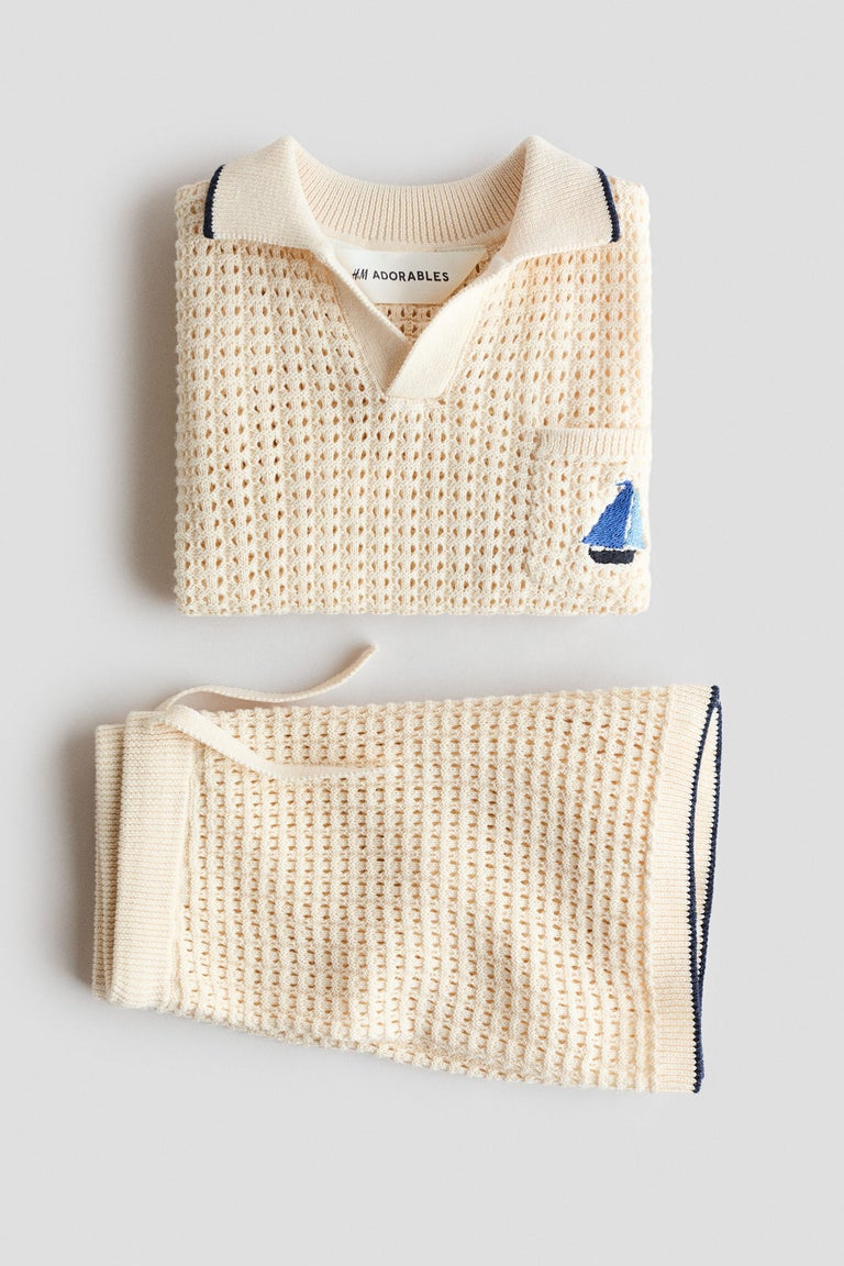 2-piece hole-knit cotton set Image 6 of 6