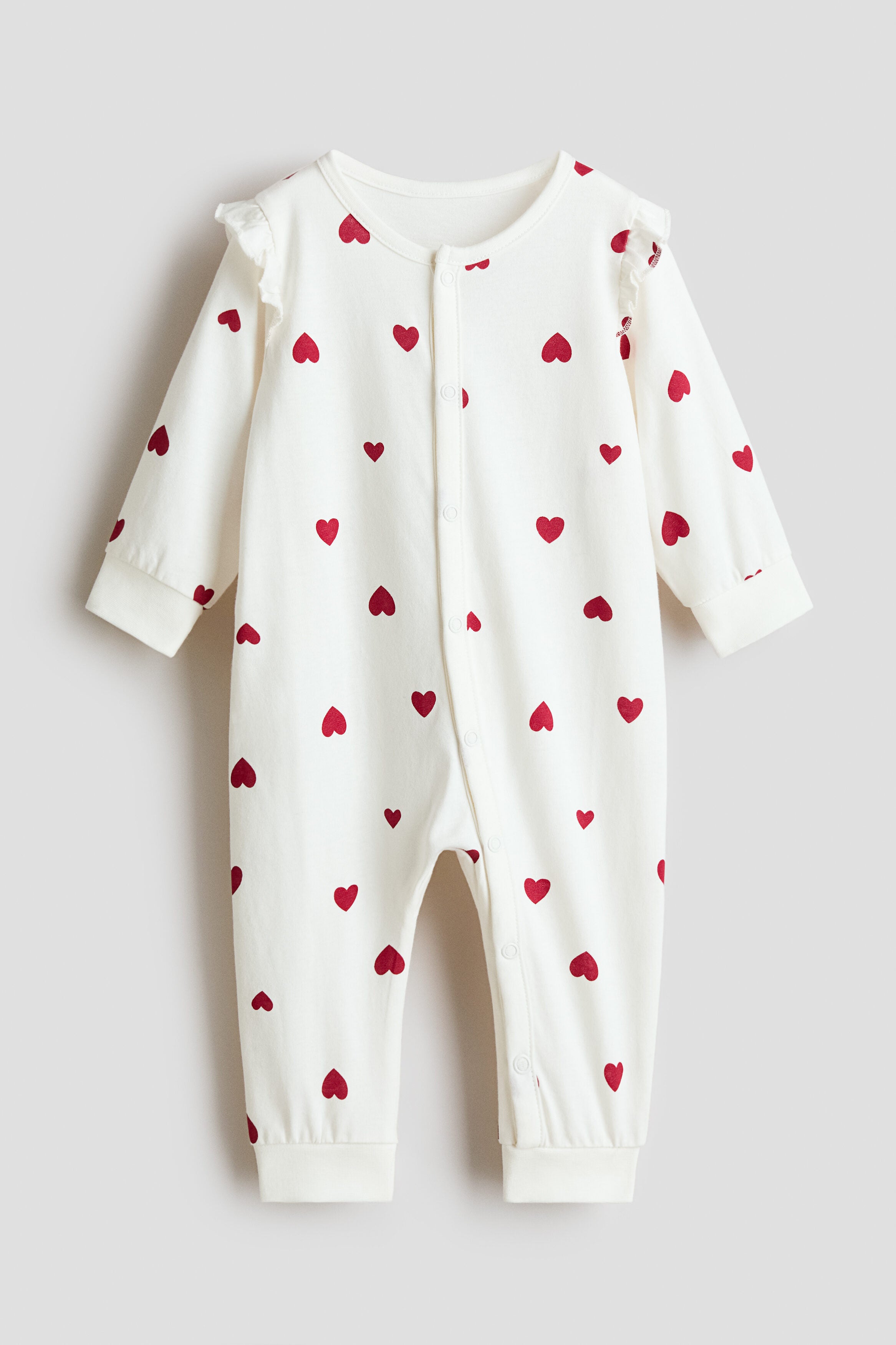 Patterned sleepsuit - White Hearts 2 / 12-18 Months