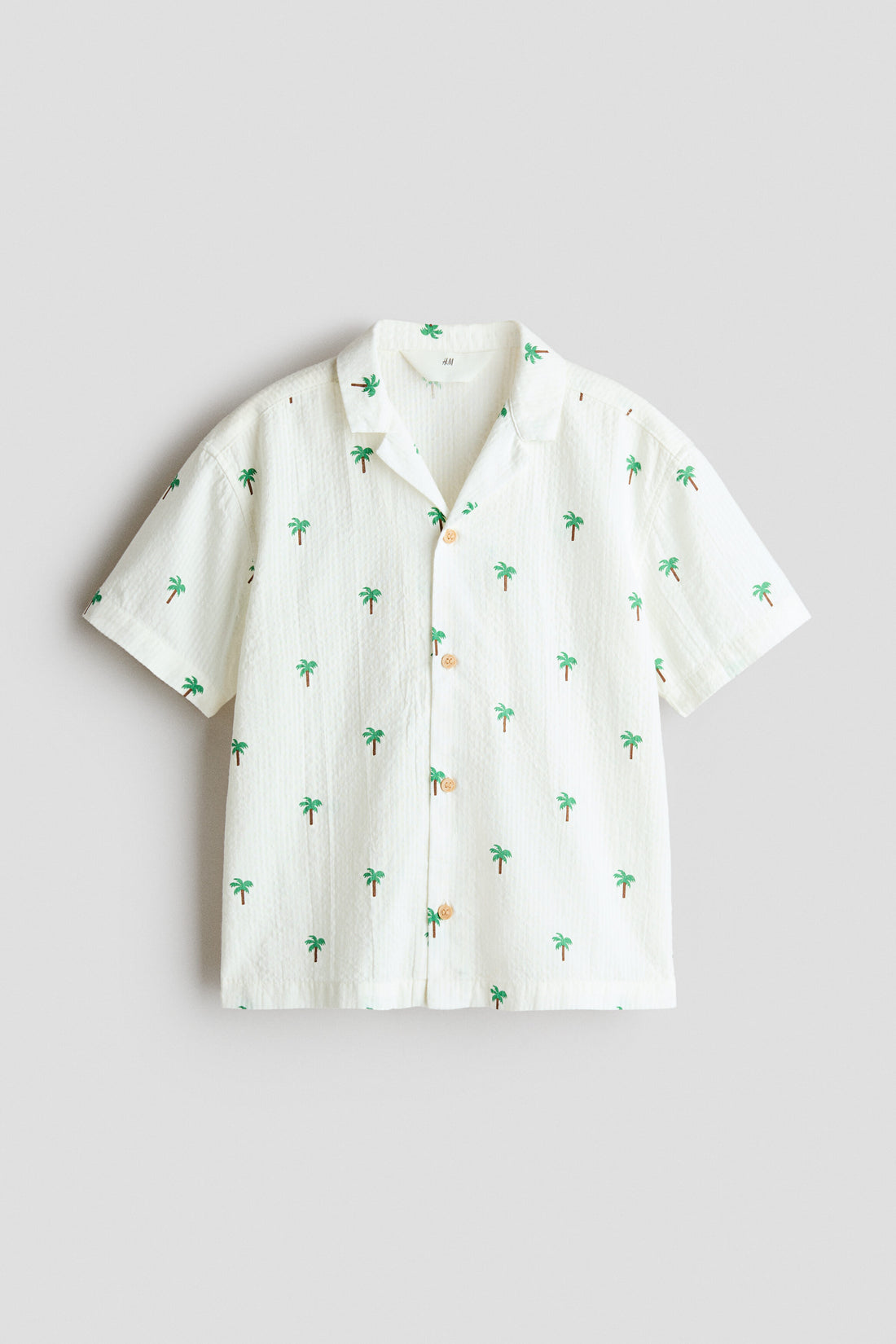 Seersucker resort shirt - White Palm Trees / 1.5-2 Years