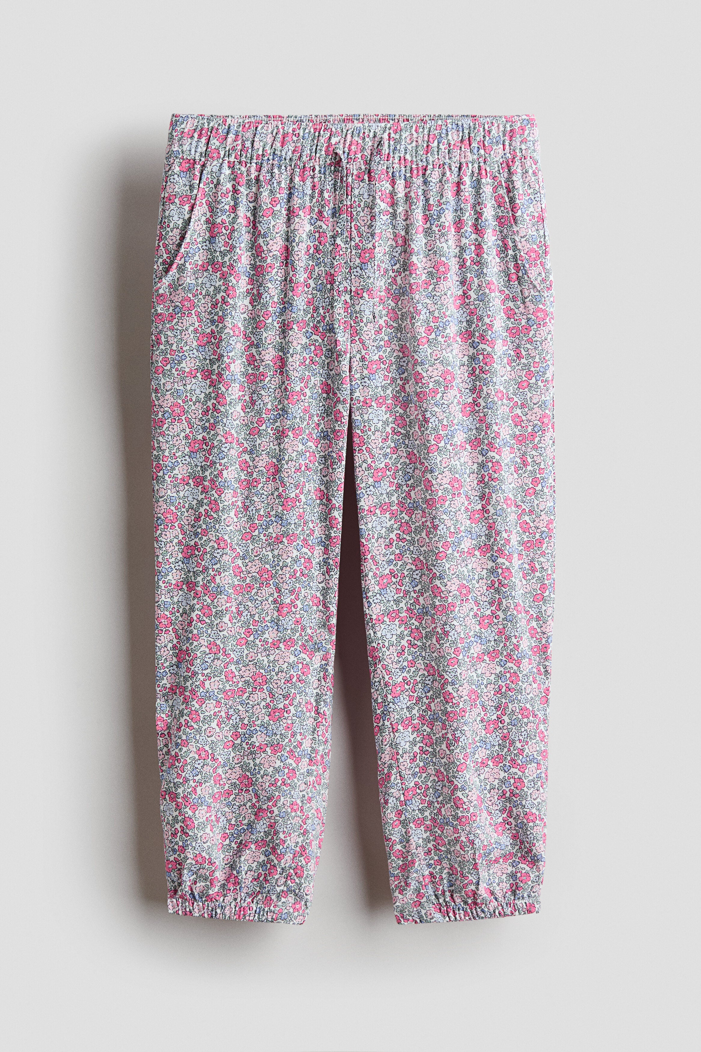 Woven joggers - White Pink Floral / 1.5-2 Years
